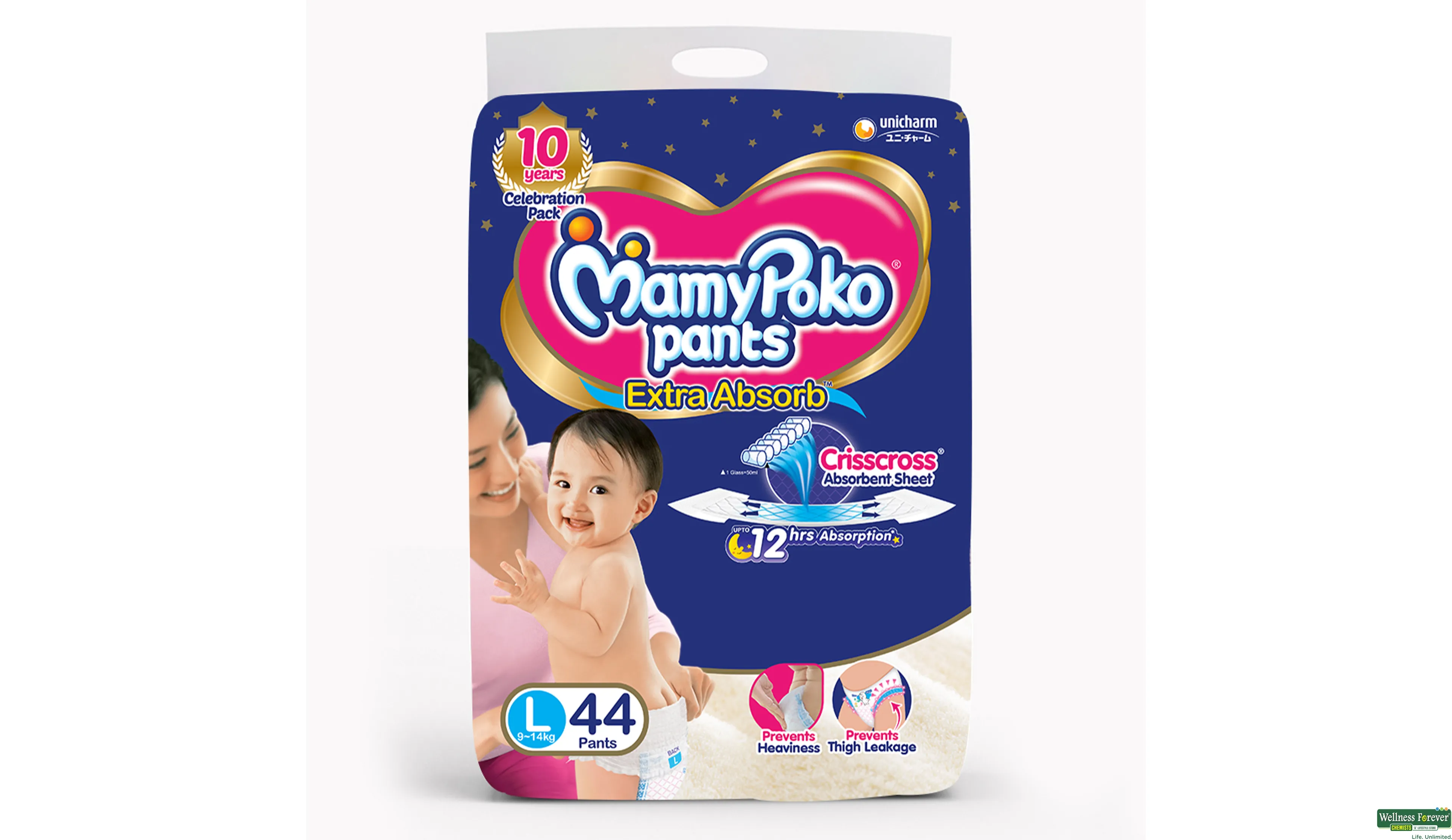 MAMY POKO DIAP PANTS L 44PC- 1, 44PC, null