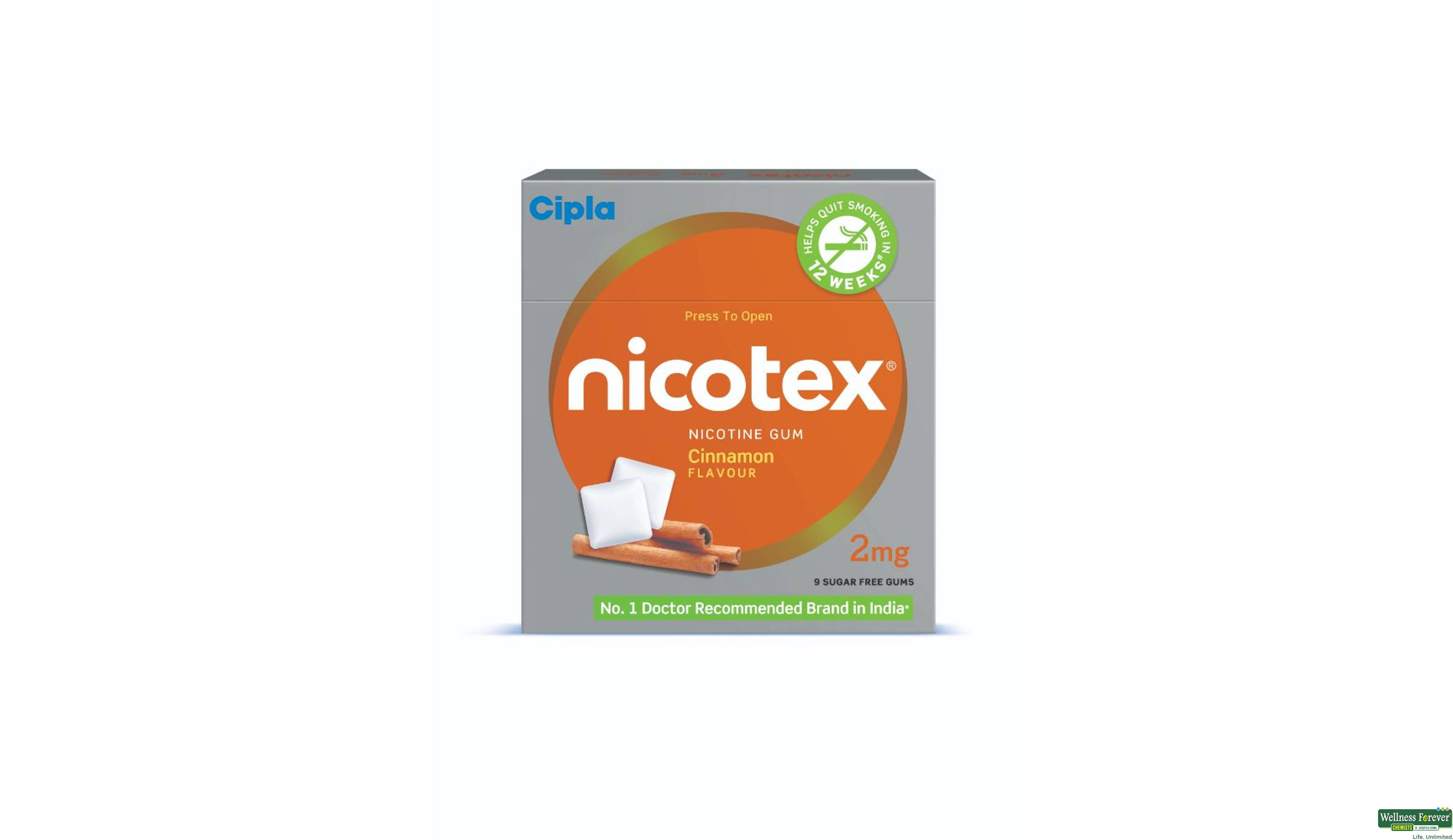 NICOTEX-CINNAMON S/F 2MG 9GUM- 1, 9GUM, 