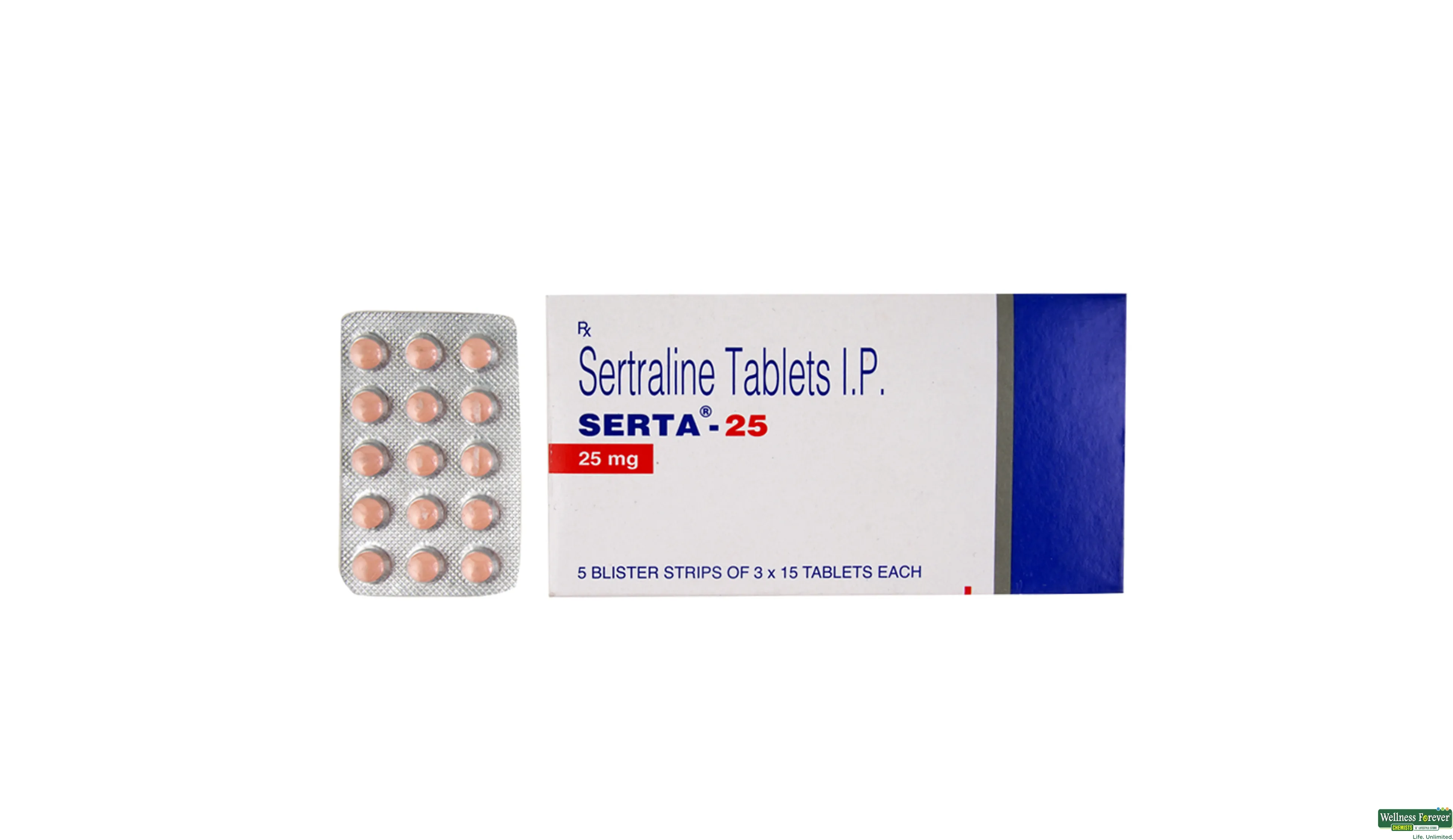 Buy Serta 25mg 15 Tablets Online at Best Prices | Wellness Forever