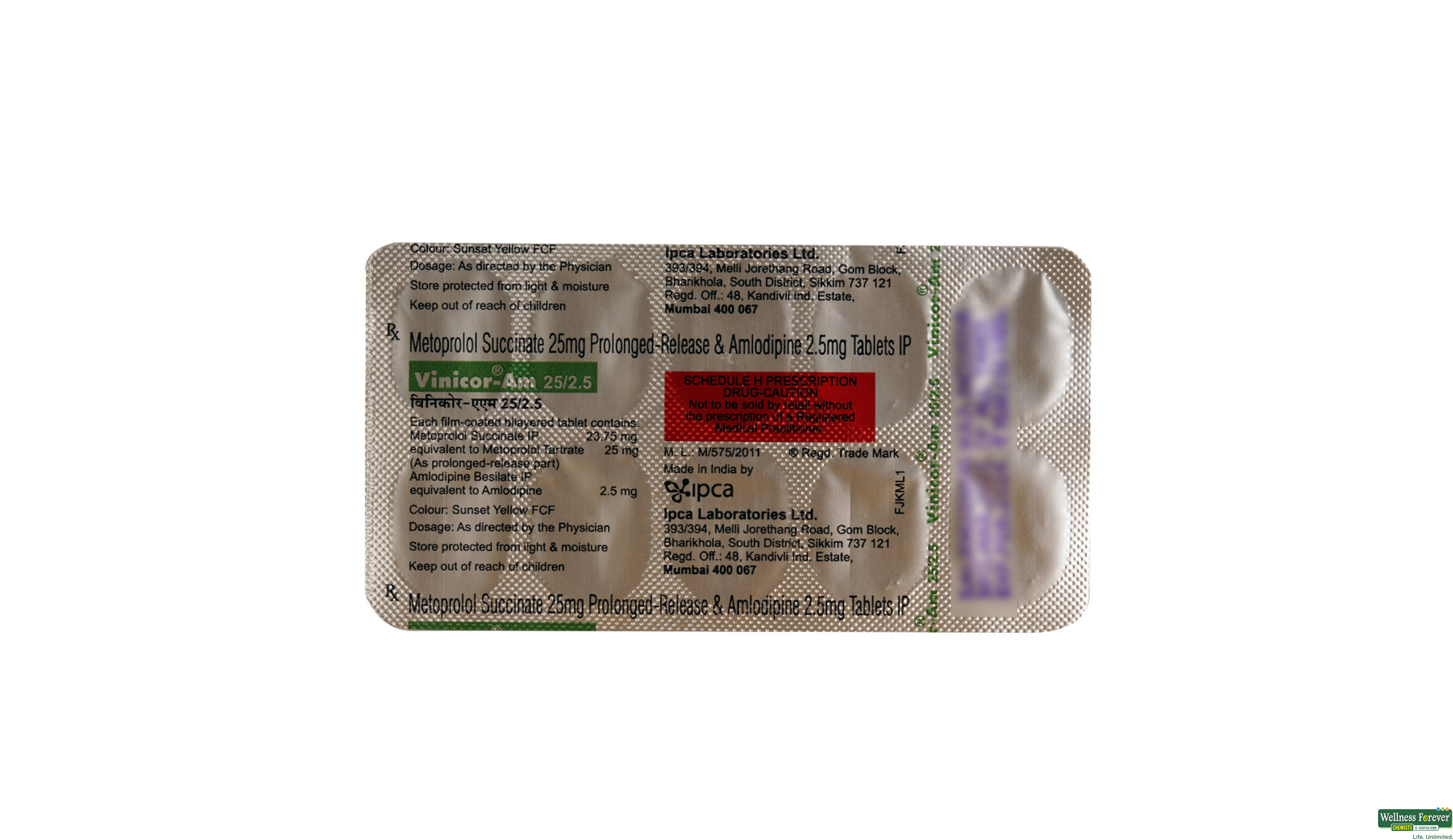 VINICOR-AM 25/2.5MG 10TAB- 2, 10TAB, 
