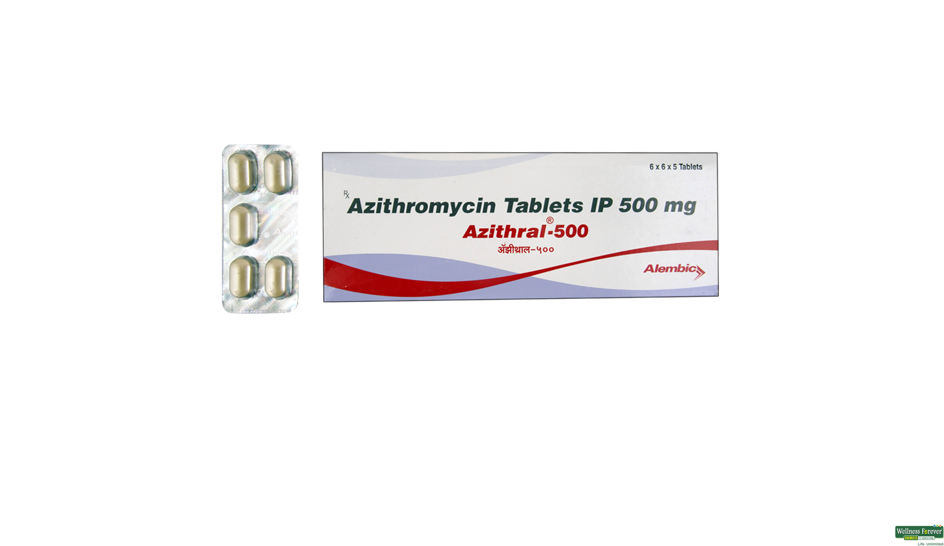 AZITHRAL 500MG 5TAB- 1, 5TAB, Broad-Spectrum Effectiveness: Azithral 500mg is effective against a wide range of bacteria, making it a versatile choice for treating various bacterial infections. It's particularly useful in cases where the exact type of bacteria causing the infection is unknown because it has the ability to target multiple bacteria types.

•Quick Relief from Symptoms: Due to its potent action against bacteria, Azithral can quickly reduce symptoms such as pain, fever, and inflammation, helping patients to feel better sooner. This rapid relief is crucial in acute infections where fast symptom control is necessary.

•Long-Lasting Action: Azithral has a unique property that allows it to stay in the body for an extended period. This means it continues to fight the infection even after the completion of the dose, providing a sustained effect that helps ensure the bacteria are fully eliminated.

•Convenience in Dosing: With a once-daily dosing schedule, Azithral 500mg offers a convenient treatment regimen compared to antibiotics that require multiple doses throughout the day. This ease of use can lead to better adherence to the treatment plan and improved outcomes.

•Lower Risk of Resistance Development: When used appropriately, Azithral 500mg can minimize the risk of bacteria developing resistance, thanks to its effective and targeted action. This is vital for maintaining the efficacy of antibiotic treatments in the long term.
