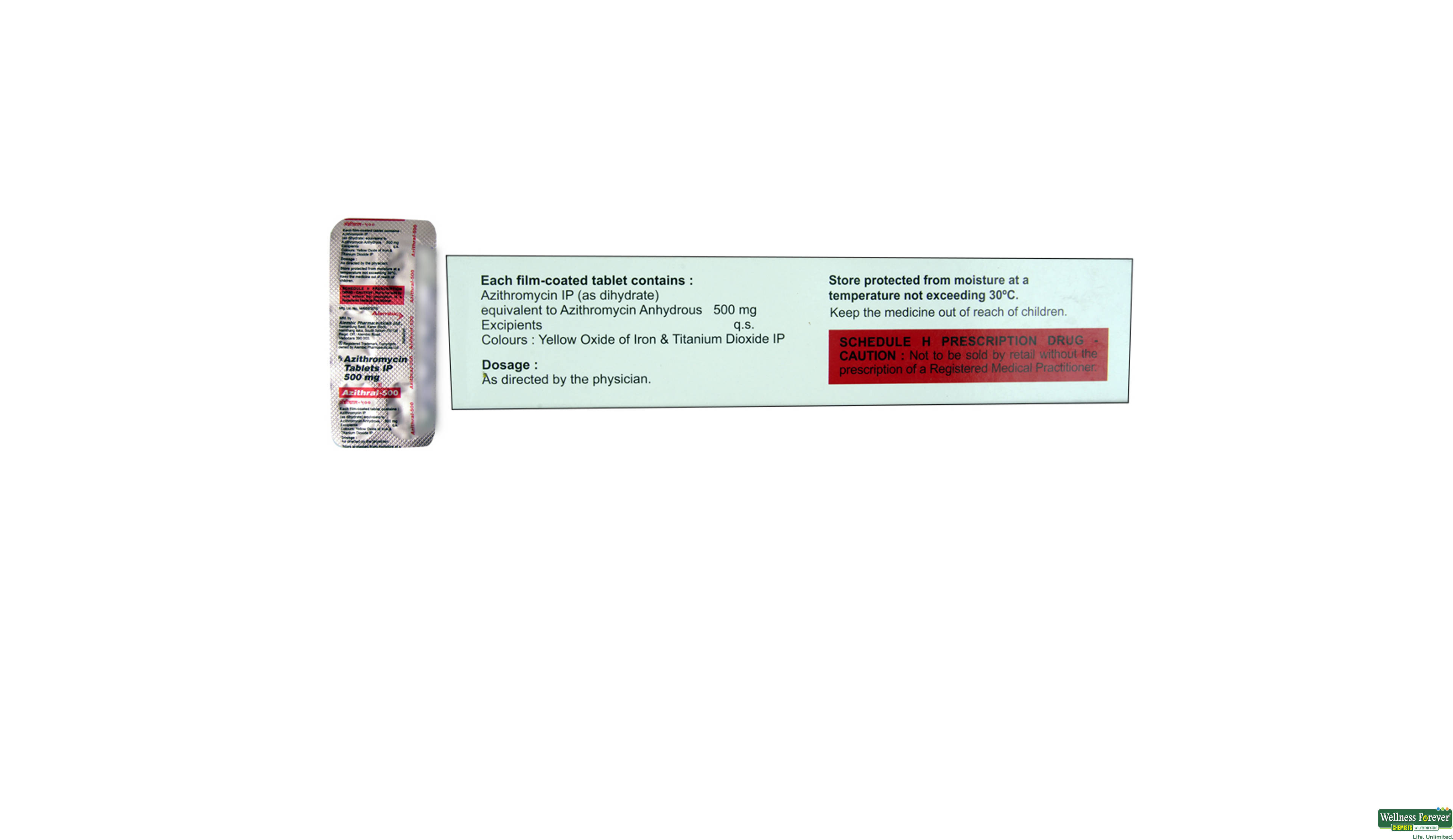 AZITHRAL 500MG 5TAB- 2, 5TAB, Broad-Spectrum Effectiveness: Azithral 500mg is effective against a wide range of bacteria, making it a versatile choice for treating various bacterial infections. It's particularly useful in cases where the exact type of bacteria causing the infection is unknown because it has the ability to target multiple bacteria types.

•Quick Relief from Symptoms: Due to its potent action against bacteria, Azithral can quickly reduce symptoms such as pain, fever, and inflammation, helping patients to feel better sooner. This rapid relief is crucial in acute infections where fast symptom control is necessary.

•Long-Lasting Action: Azithral has a unique property that allows it to stay in the body for an extended period. This means it continues to fight the infection even after the completion of the dose, providing a sustained effect that helps ensure the bacteria are fully eliminated.

•Convenience in Dosing: With a once-daily dosing schedule, Azithral 500mg offers a convenient treatment regimen compared to antibiotics that require multiple doses throughout the day. This ease of use can lead to better adherence to the treatment plan and improved outcomes.

•Lower Risk of Resistance Development: When used appropriately, Azithral 500mg can minimize the risk of bacteria developing resistance, thanks to its effective and targeted action. This is vital for maintaining the efficacy of antibiotic treatments in the long term.