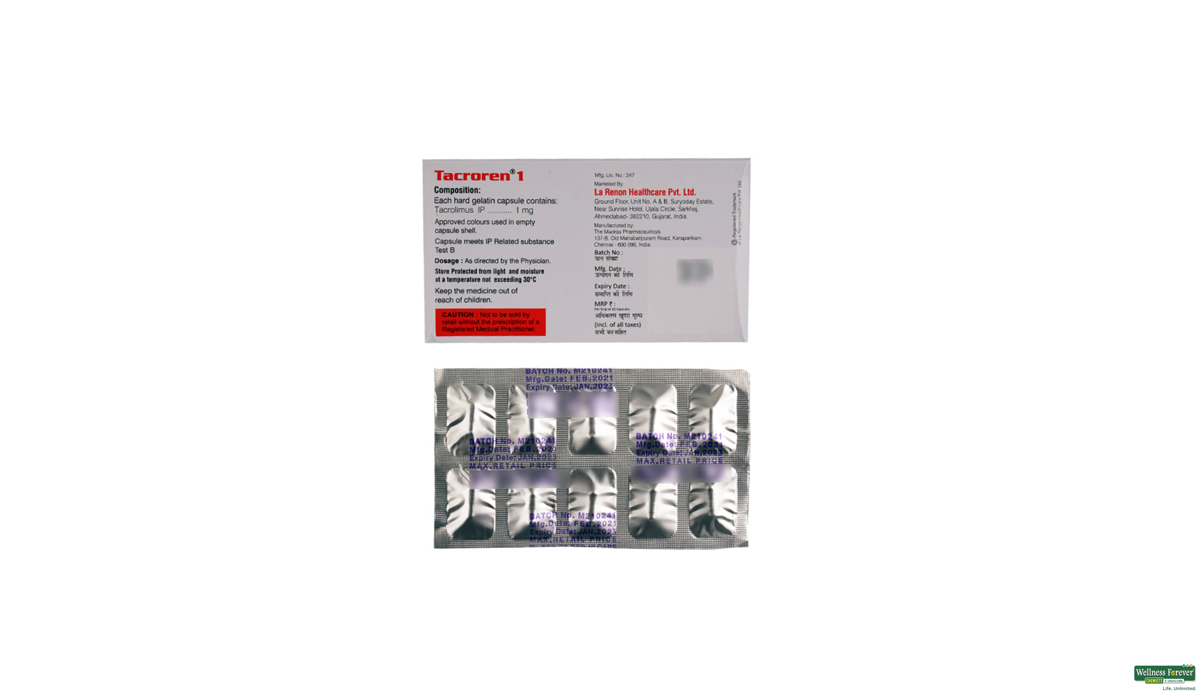 TACROREN 1MG 10CAP- 2, 10CAP, 