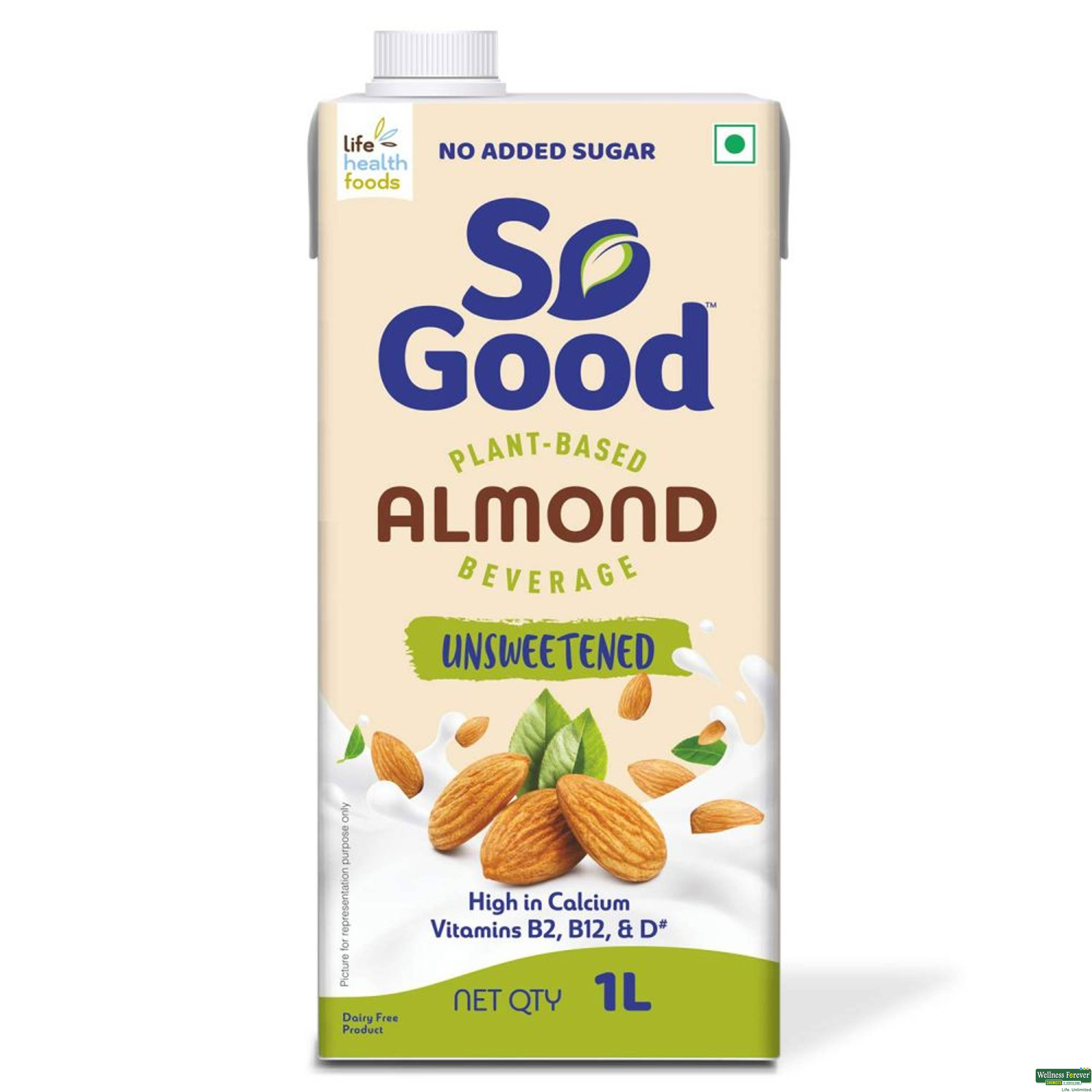 So Good Almond Natural Unsweetened Plant Based Beverage 1L-image