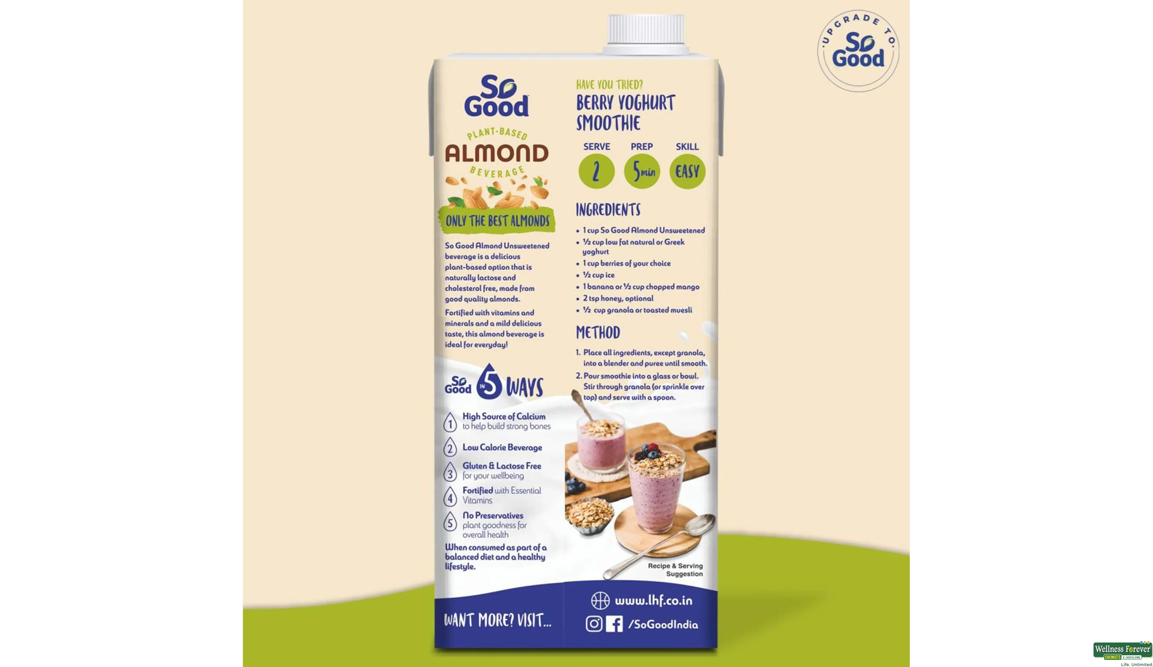 SO GOOD ALMOND NATURAL UNSWEETENED 1LTR- 2, 1LTR, null