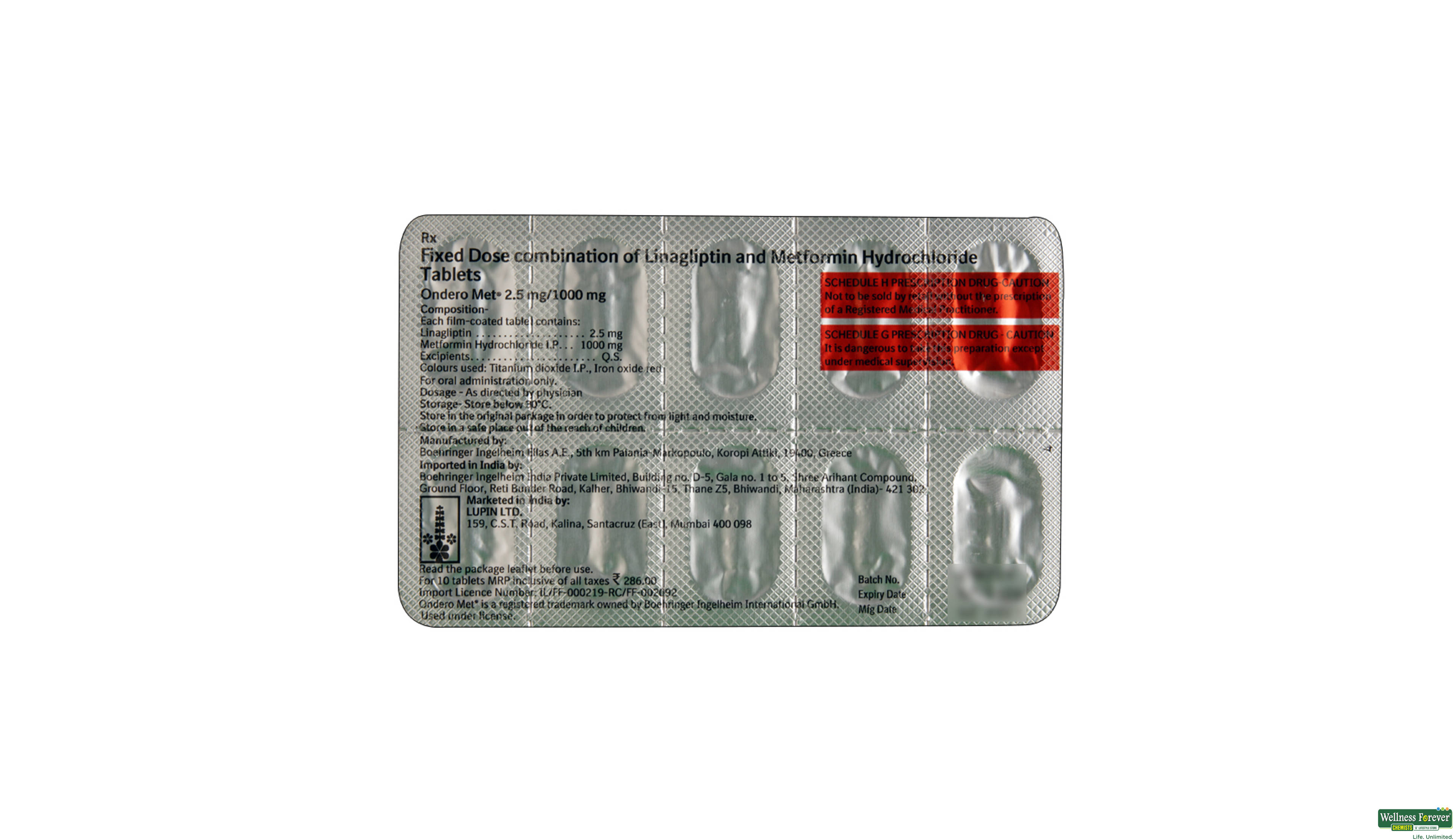 ONDERO-MET 2.5/1000MG 10TAB- 2, 10TAB, 