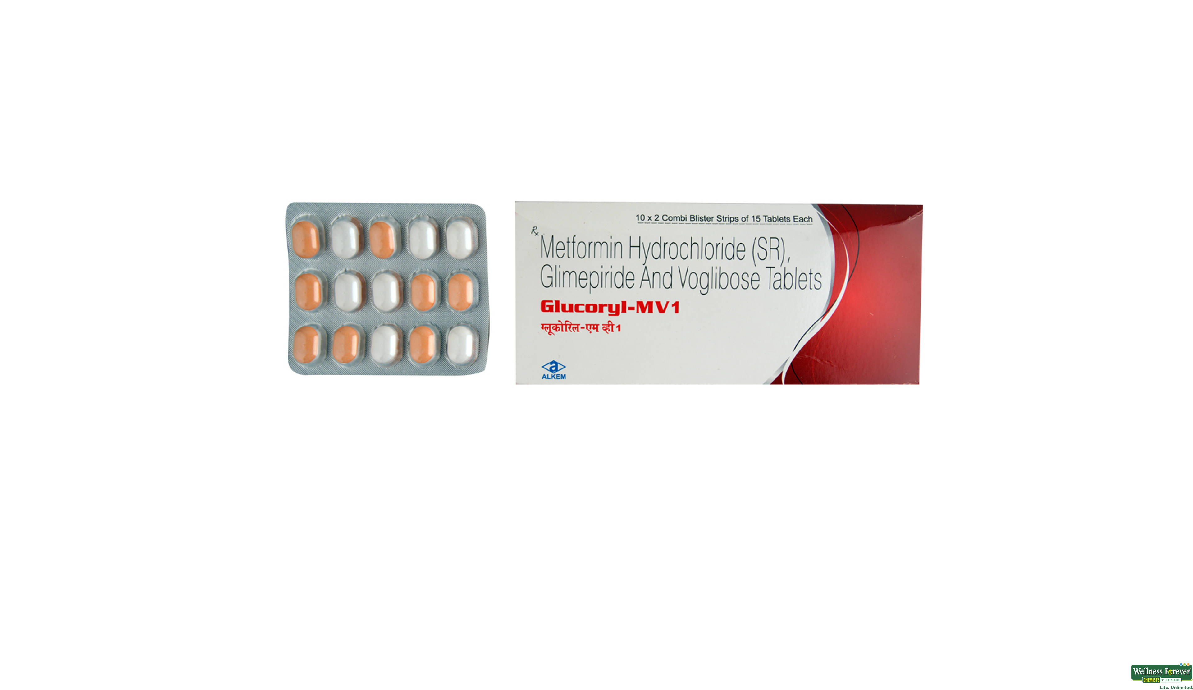 GLUCORYL-MV 1MG 15TAB- 1, 15TAB, 