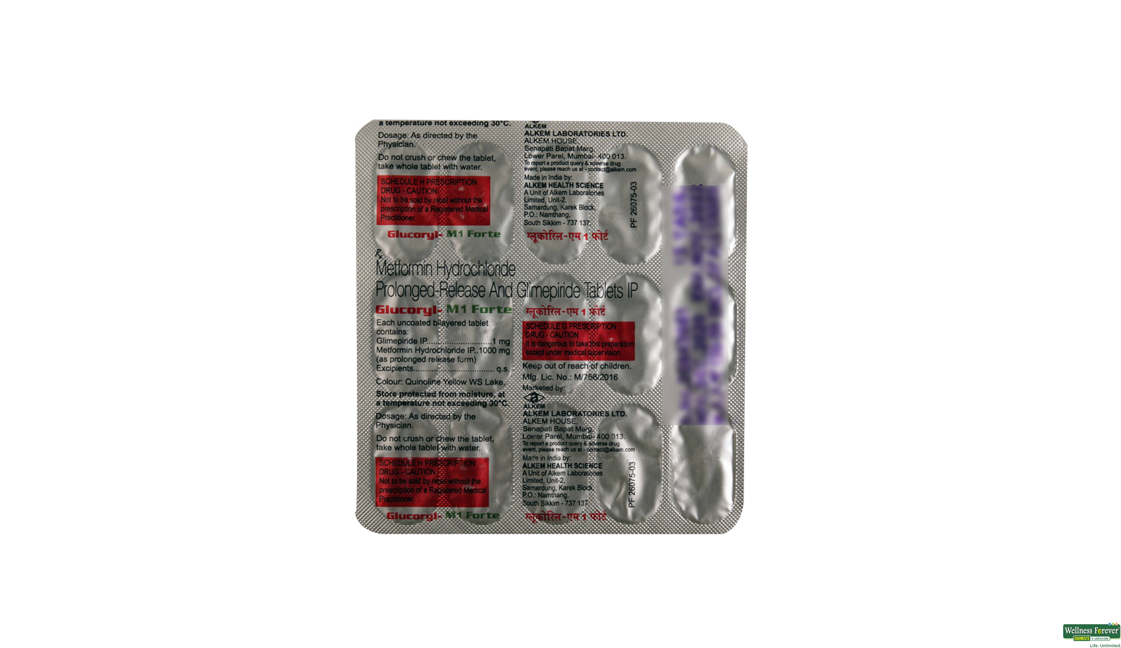 GLUCORYL-M1 FORTE 15TAB- 2, 15TAB, 