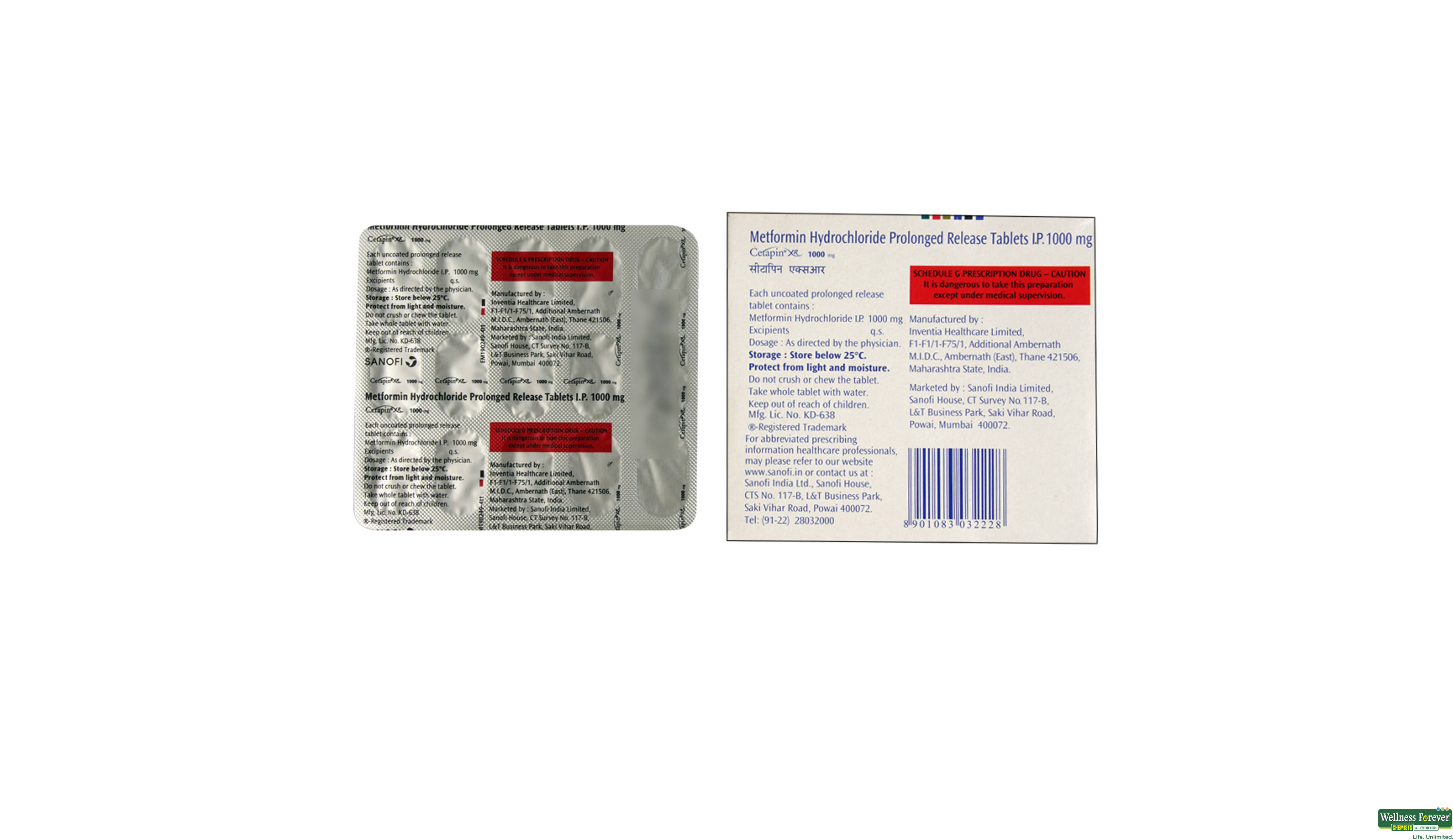 CETAPIN-XR 1000MG 15TAB- 2, 15TAB, 