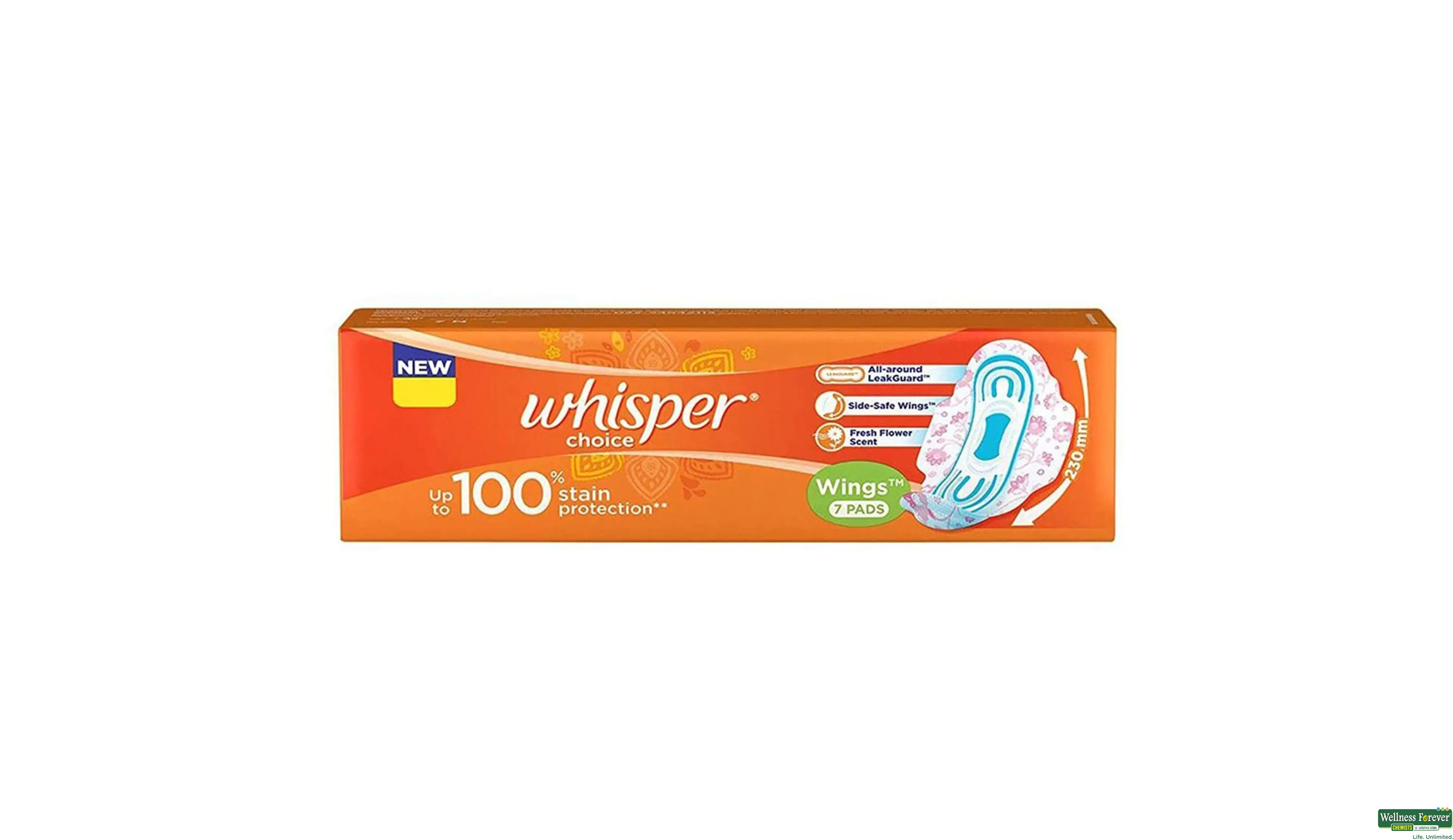 Whisper Choice Wings Regular - 20 Pads Upto 100% Stain Protection