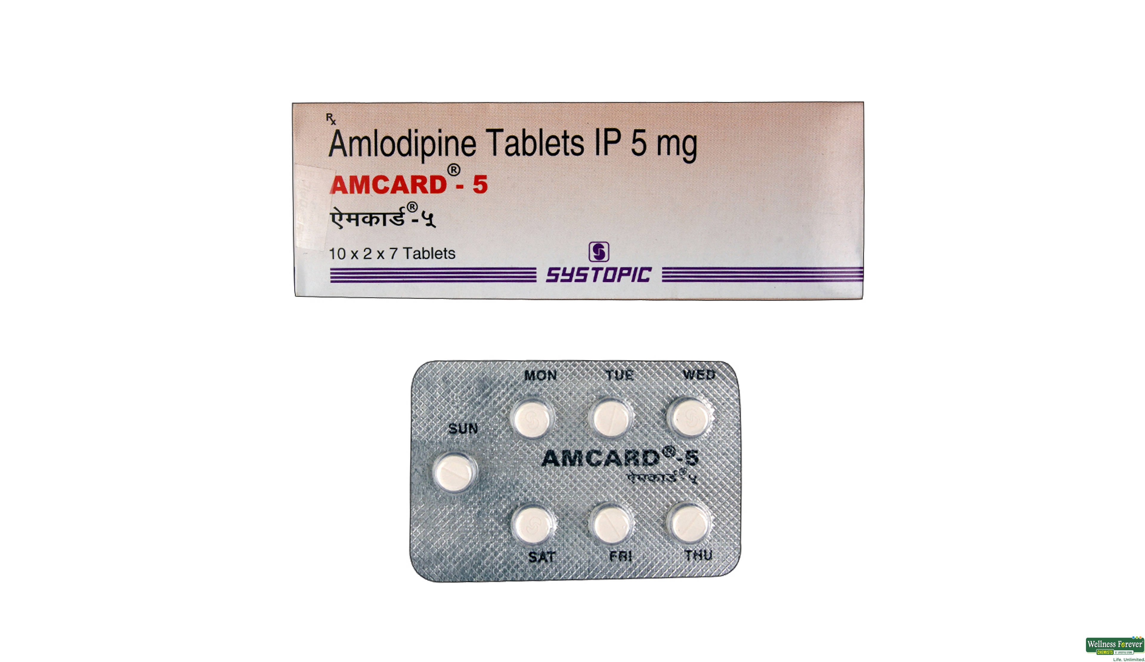 AMCARD 5MG 7TAB- 1, 7TAB, 