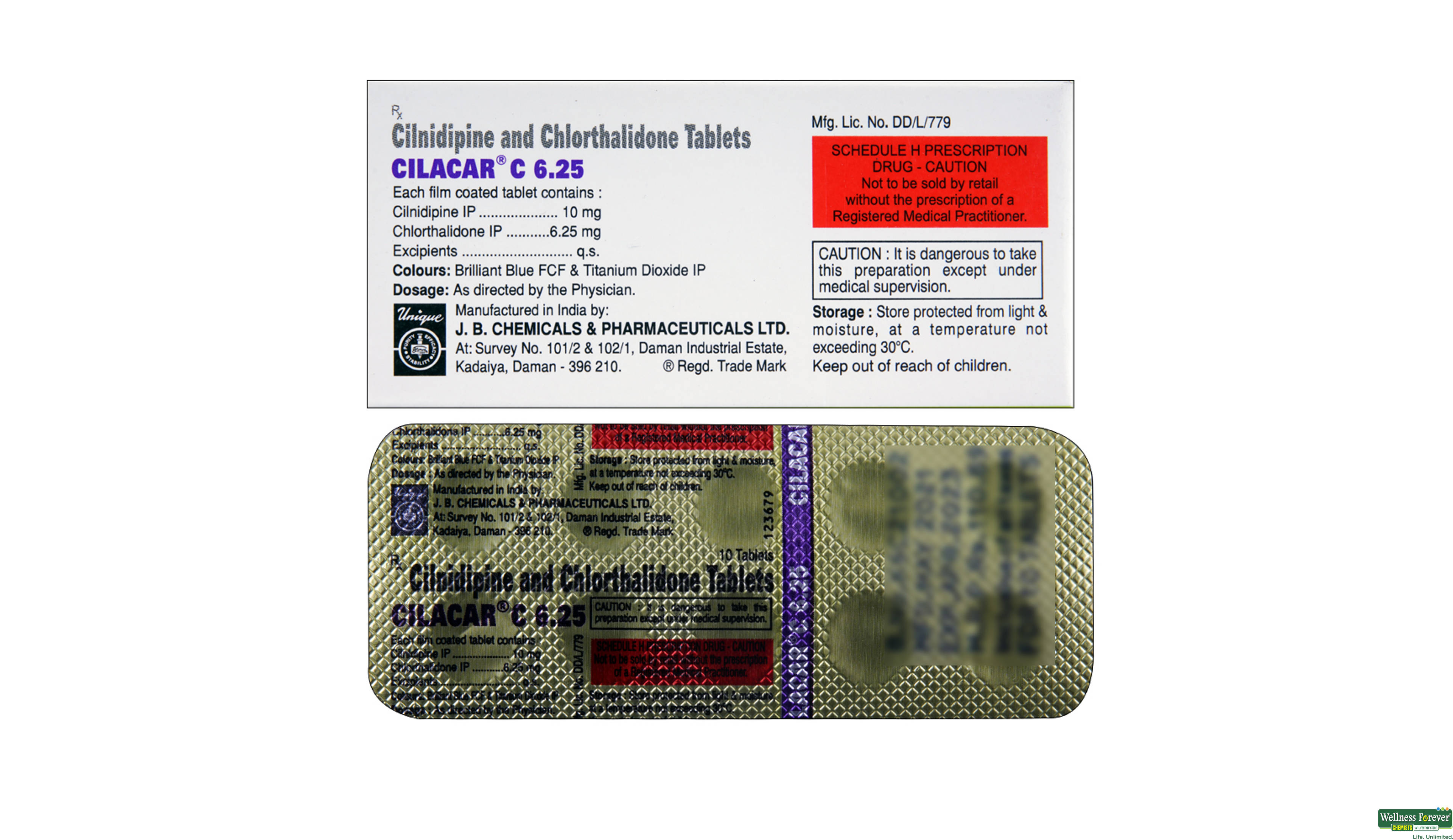 CILACAR-C 6.25MG 10TAB- 2, 10TAB, 