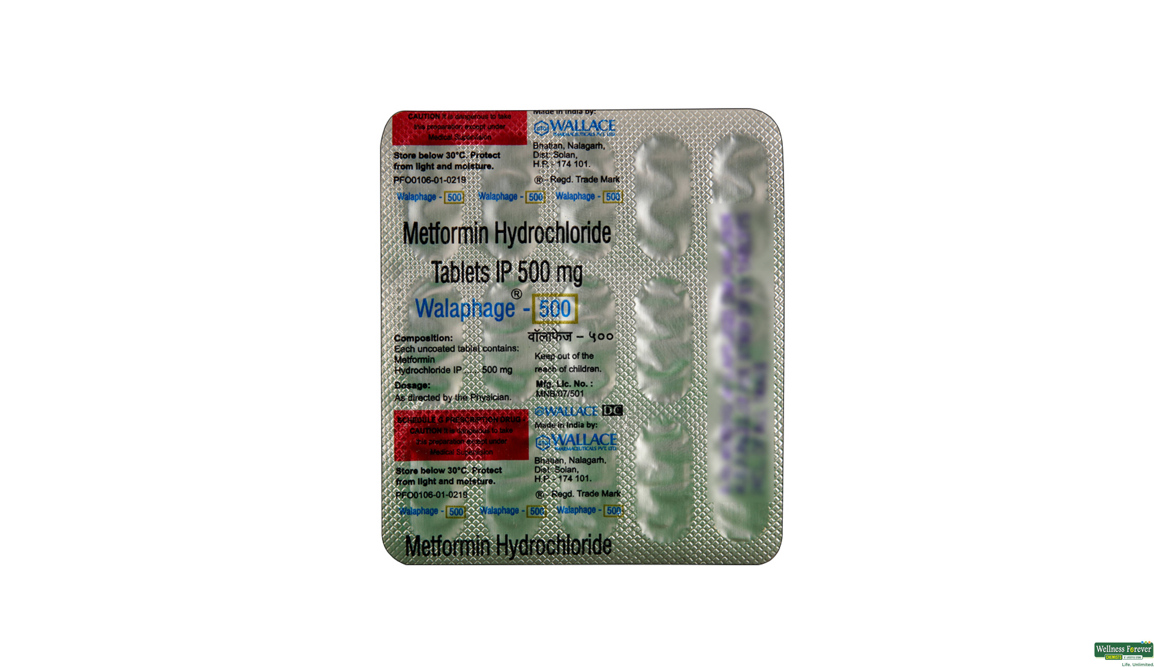 WALAPHAGE 500MG 15TAB- 2, 15TAB, 