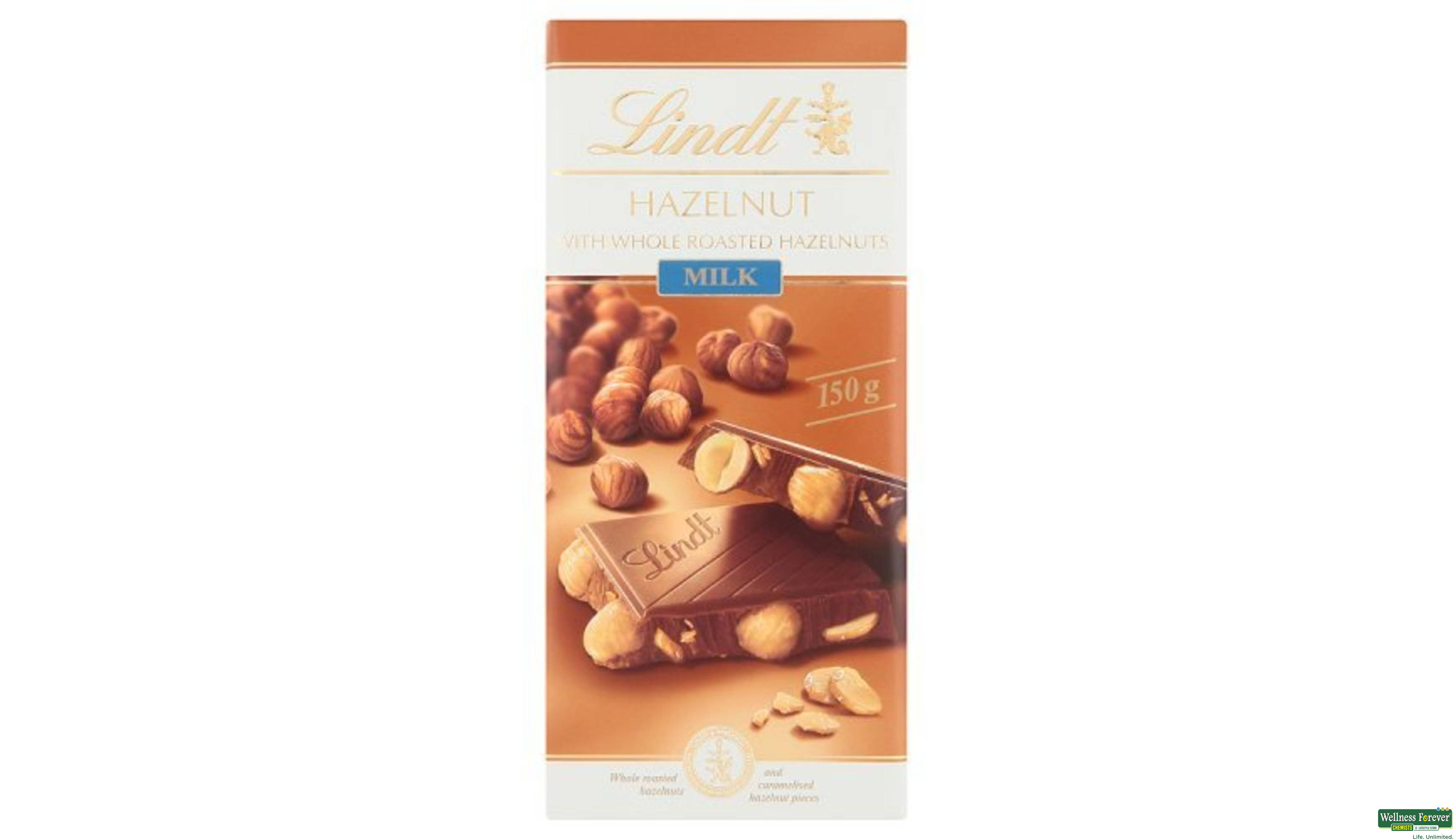 LINDT CHOC MILK HAZELNUT 150GM- 1, 150GM, 