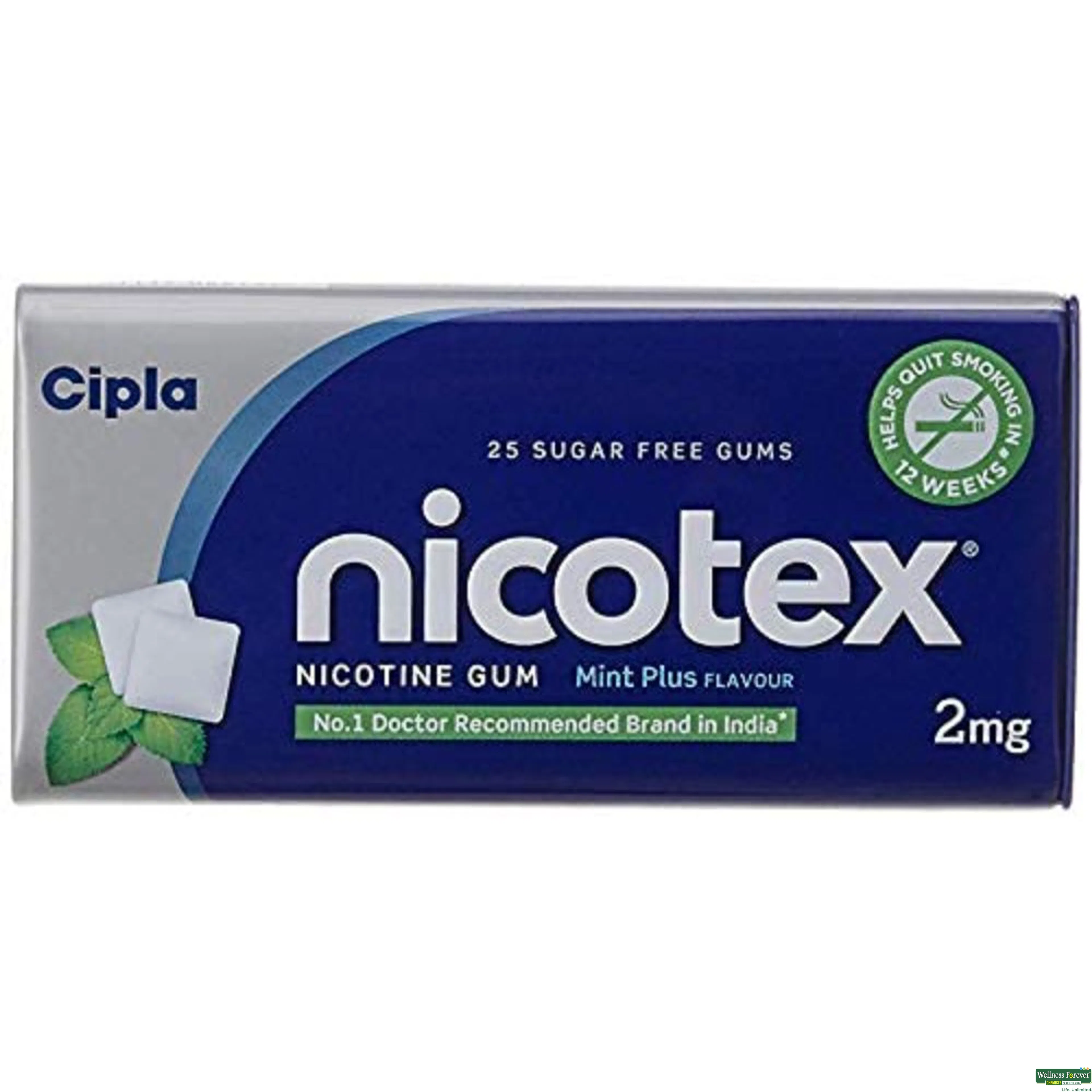 NICOTEX-MINT PLUS TEETH WHITS/F 2MG 9GUM-image