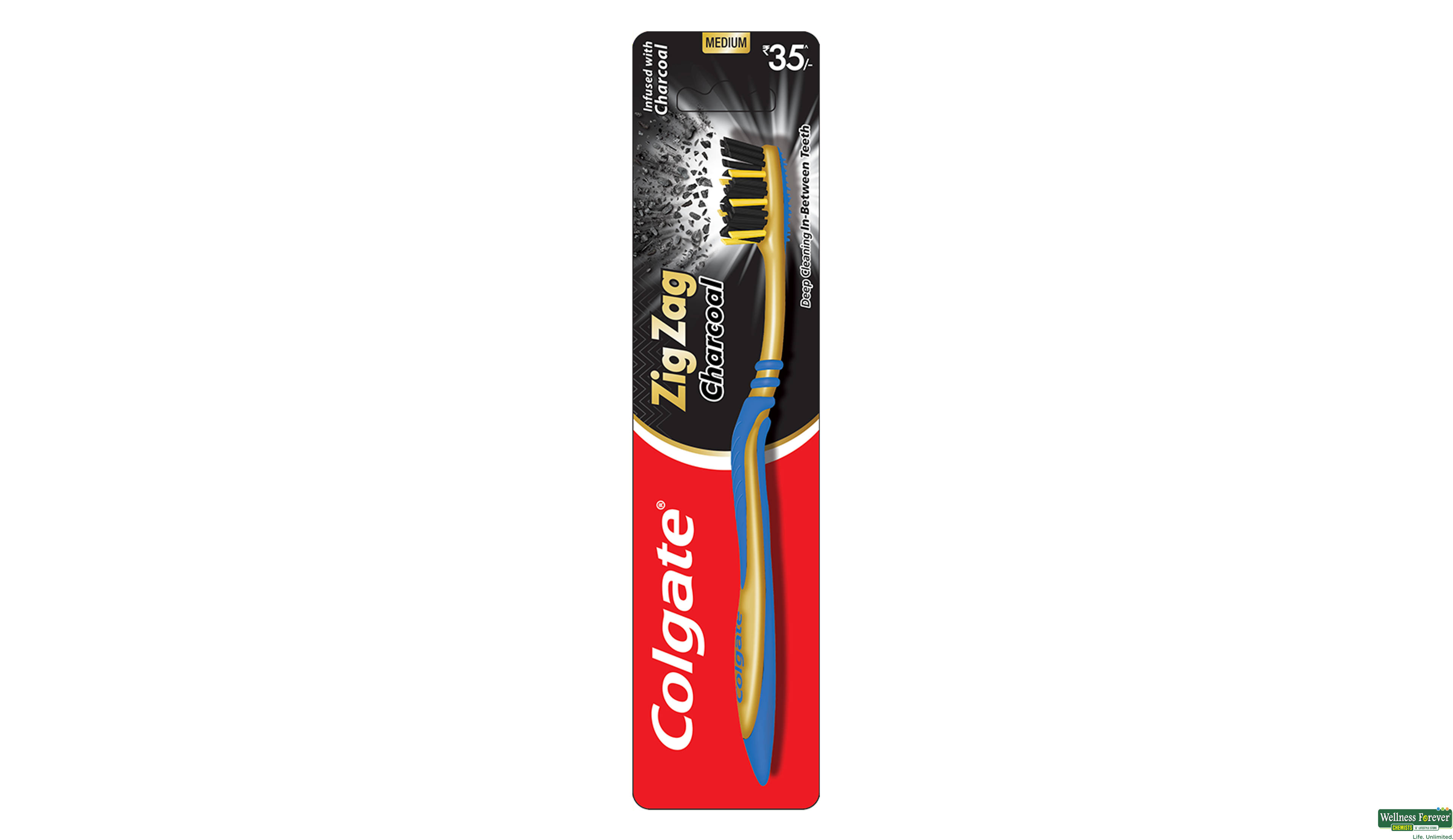 COLG T/BRUSH ZIG ZAG BLACK M 1PC- 1, 1PC, 