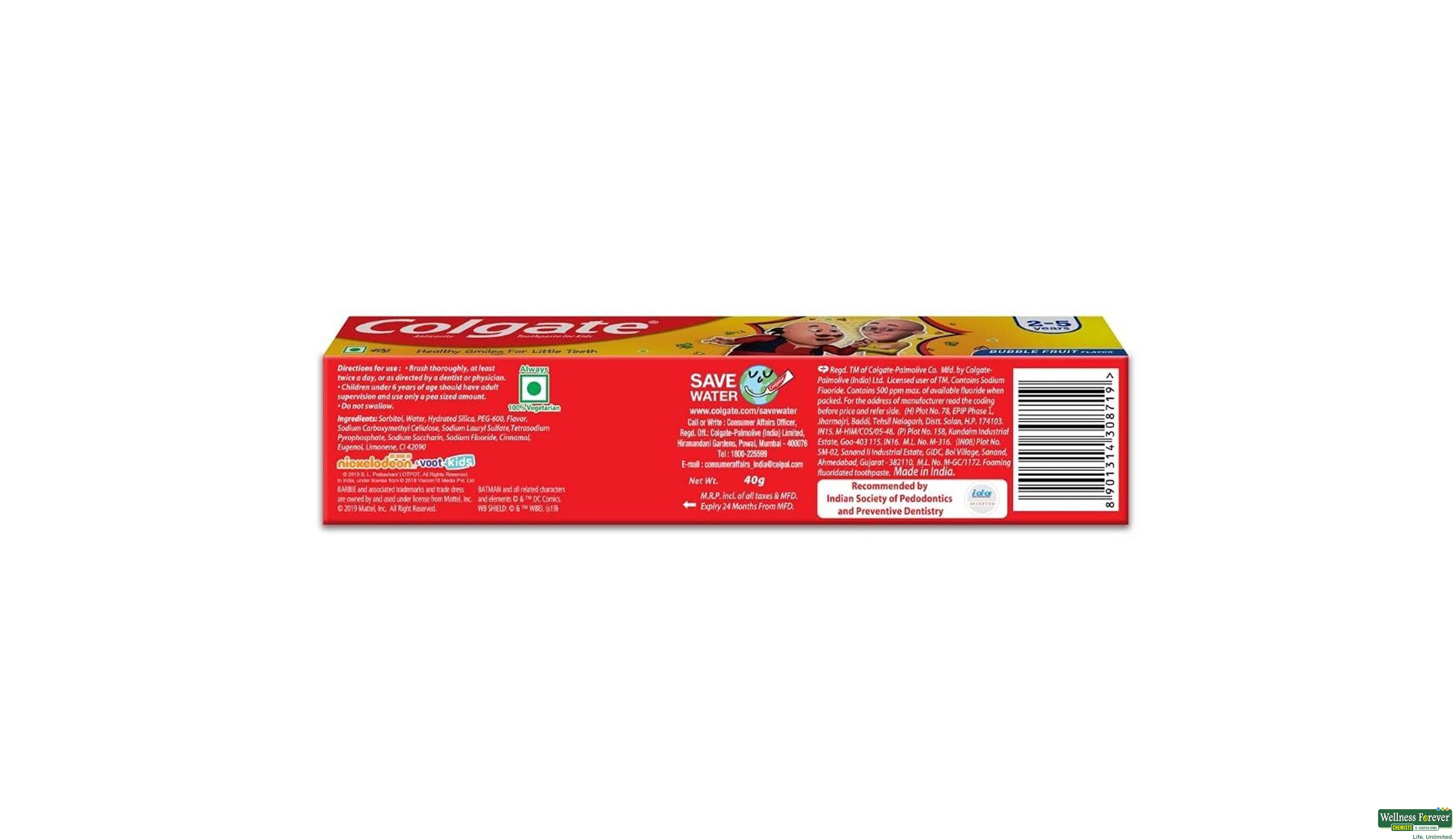 COLG T/PASTE KIDS BUBBLE FRUIT 40GM- 2, 40GM, 