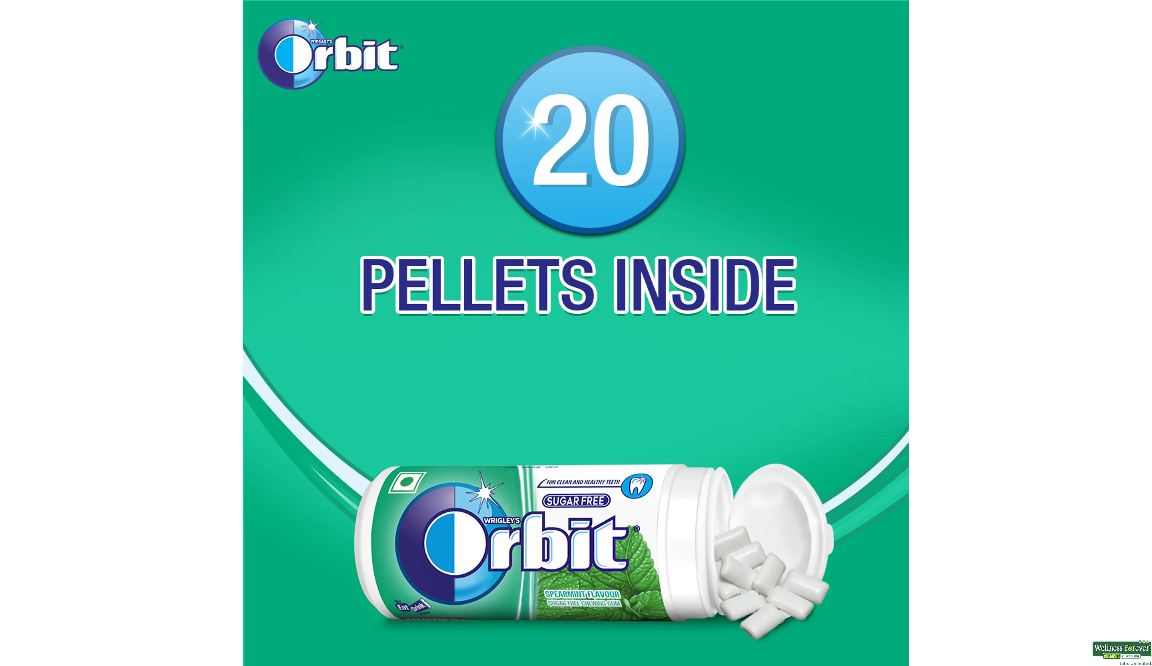 ORBIT SPEARMINT SUGARFREE 22GM- 6, 22GM, 