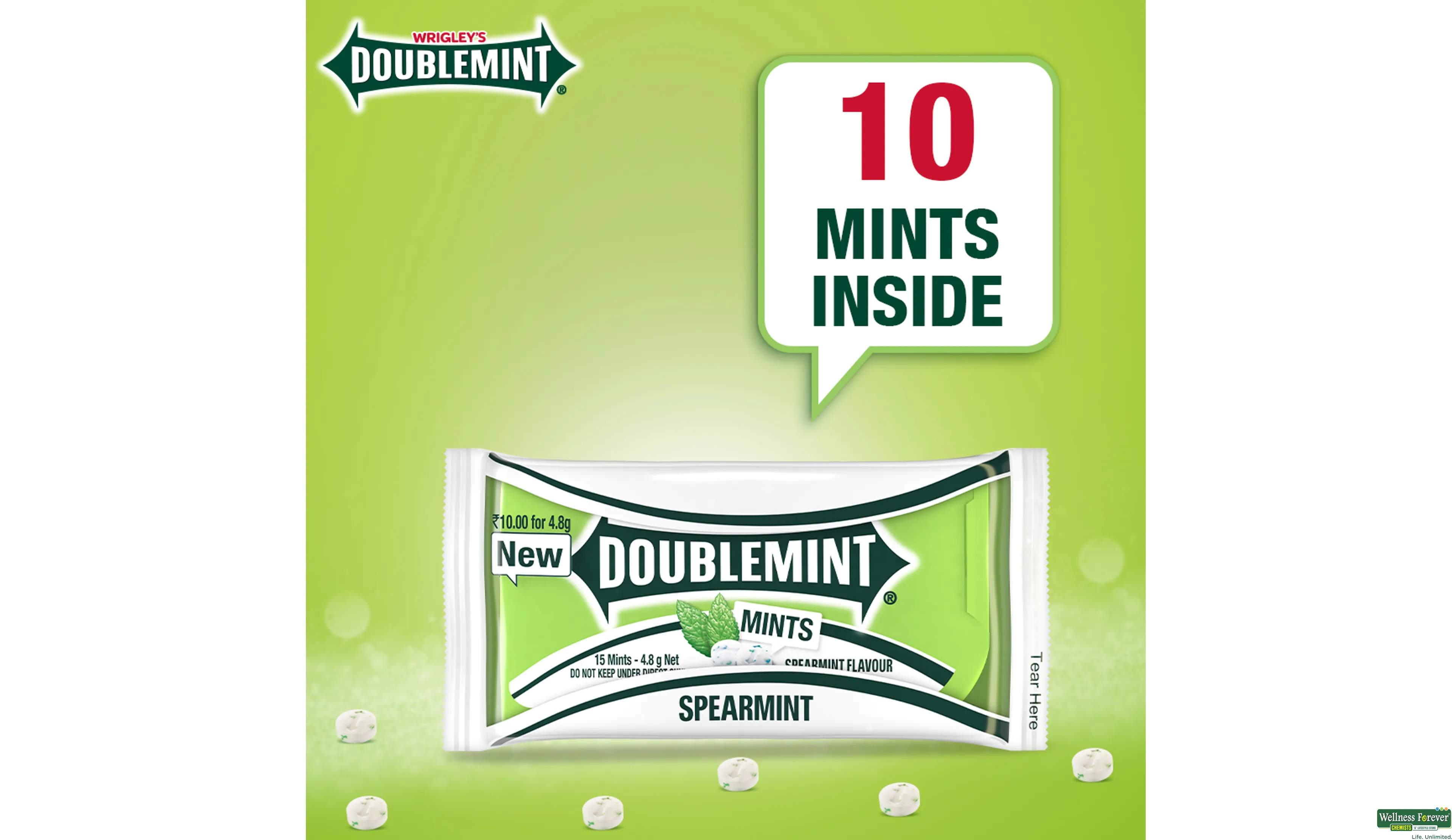 WRIGLEY DOUBLEMINT SPEARMINT 4.8GM- 5, 4.8GM, 