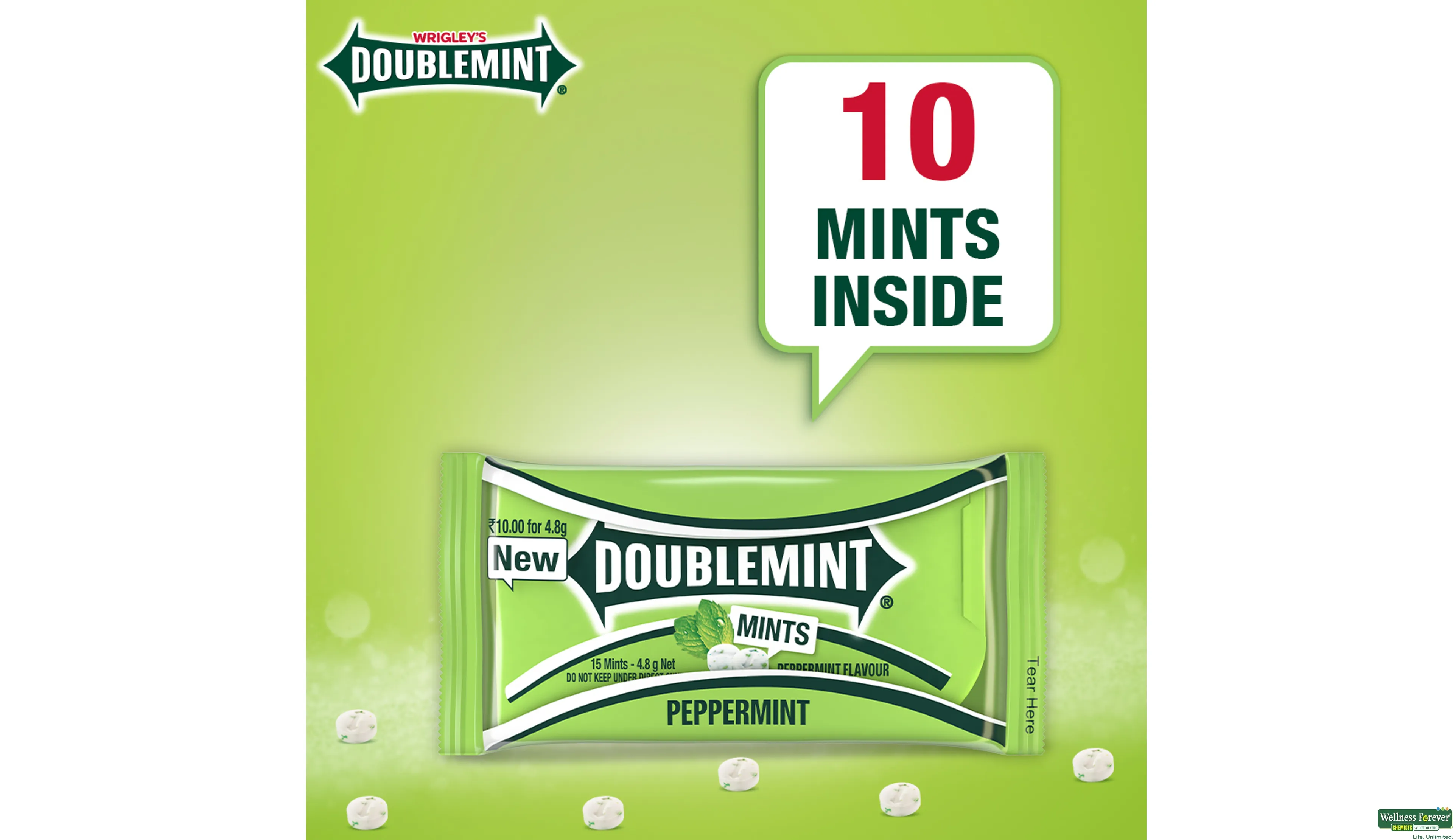 WRIGLEY DOUBLEMINT PEPPERMINT 4.8GM- 6, 4.8GM, 