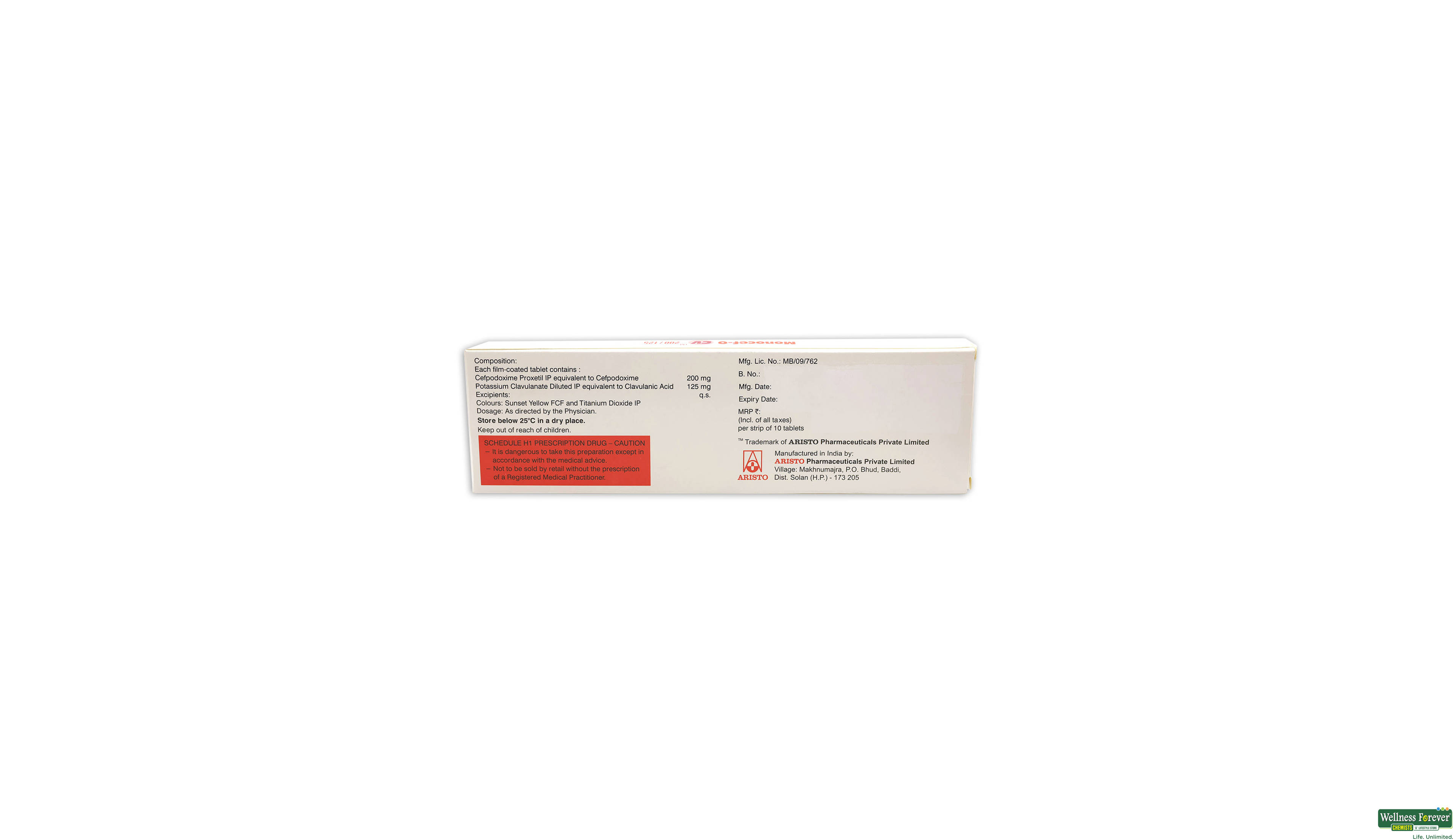MONOCEF-O-CV 200/125MG 10TAB- 2, 10TAB, 