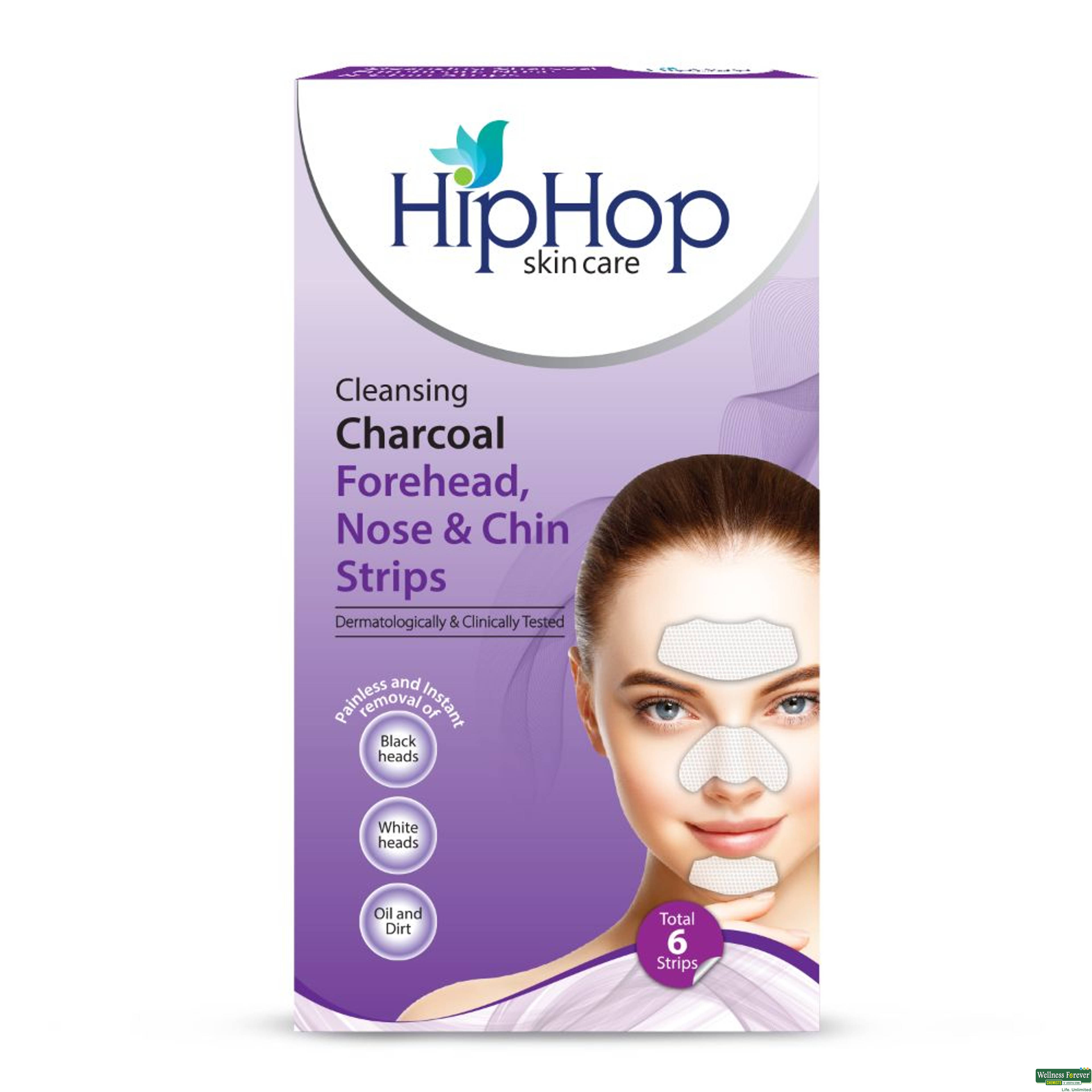 HipHop Cleansing Charcoal Forehead Nose and Chin Strips 12 Strips-image