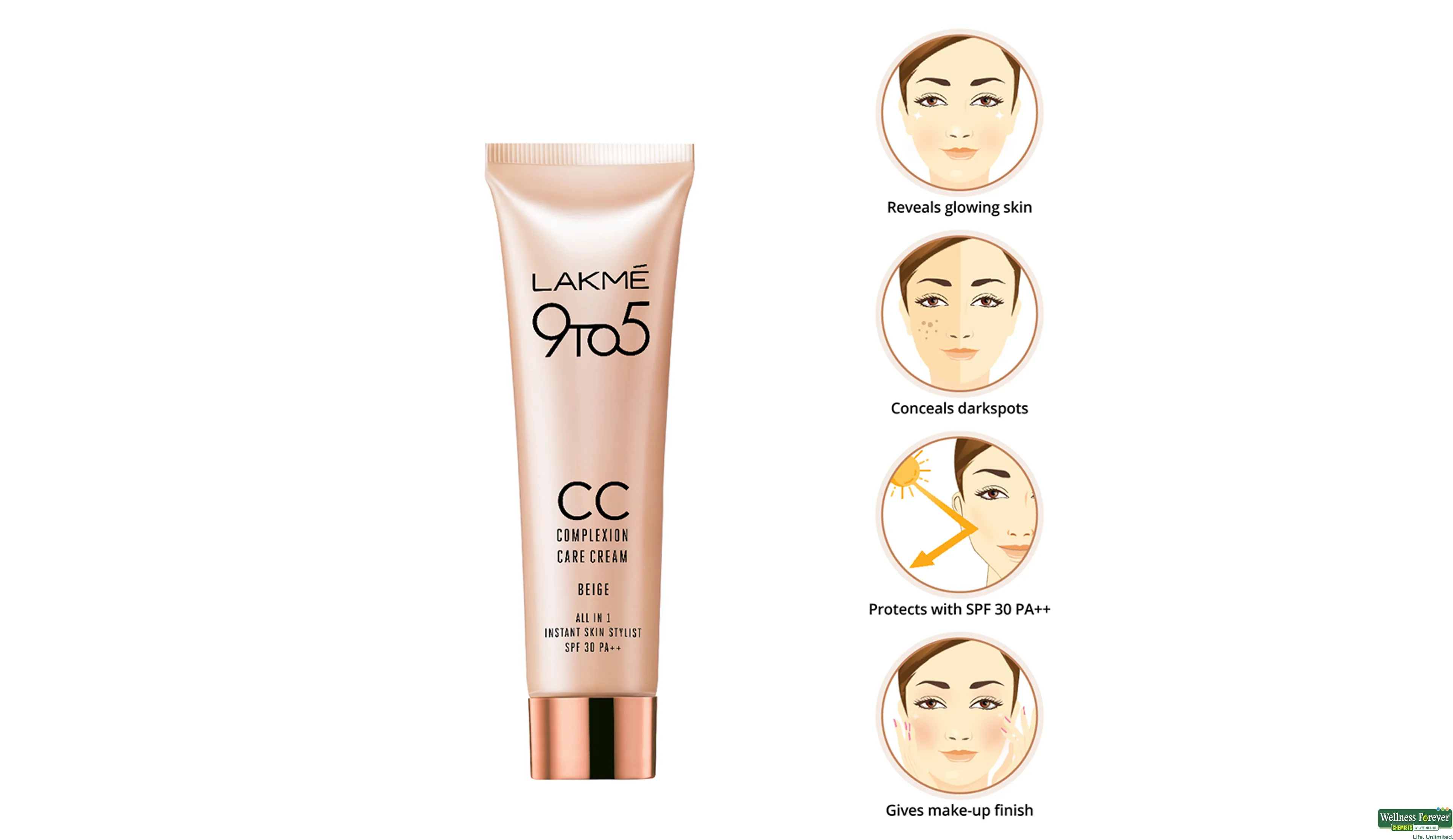 LAKME 9TO5 CC CRM BEIGE 9GM- 5, 9GM, 