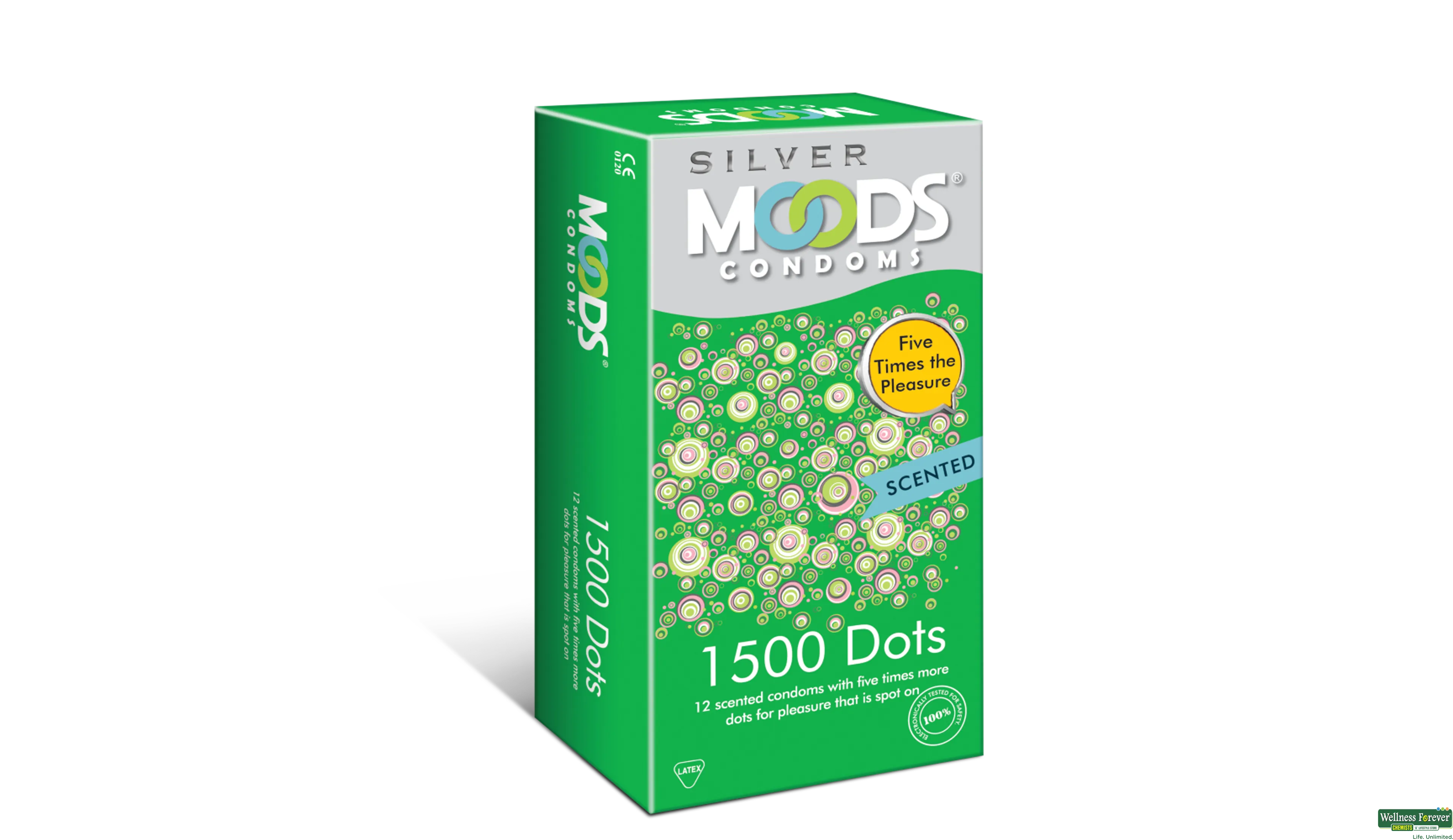 MOODS CONDOM SILVER 1500 DOTS 12PC- 1, 12PC, 