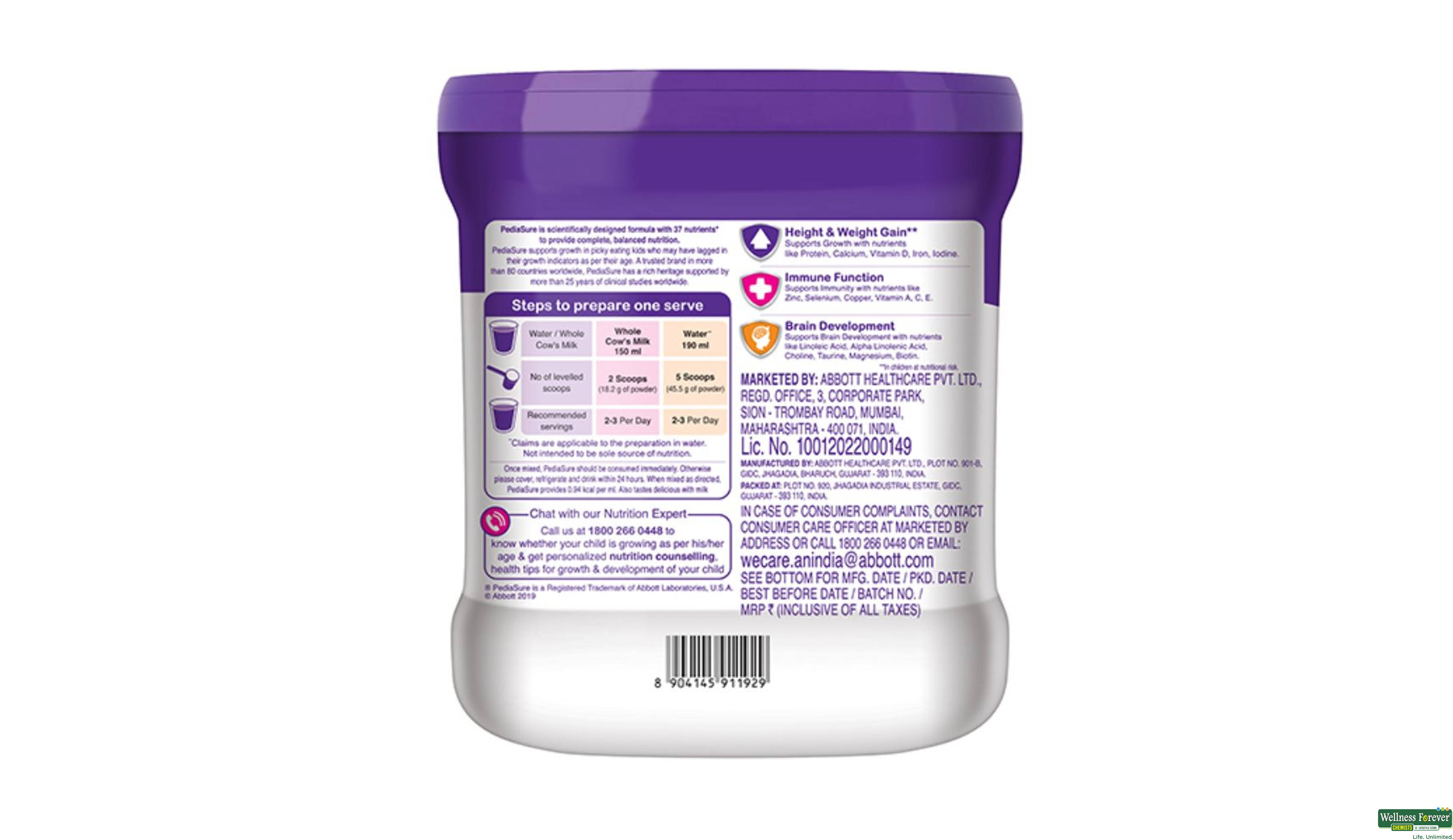 PEDIASURE ADVANC PLUS VANI POW JAR 400GM- 3, 400GM, null