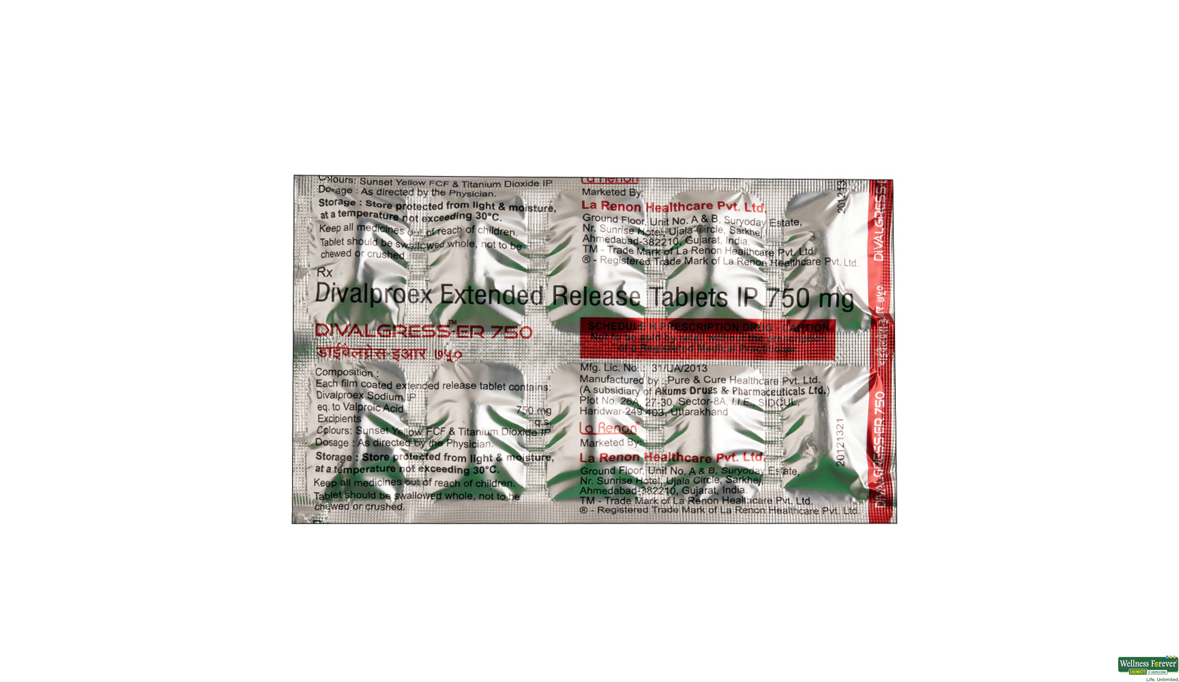 DIVALGRESS-ER 750MG 10TAB- 1, 10TAB, 