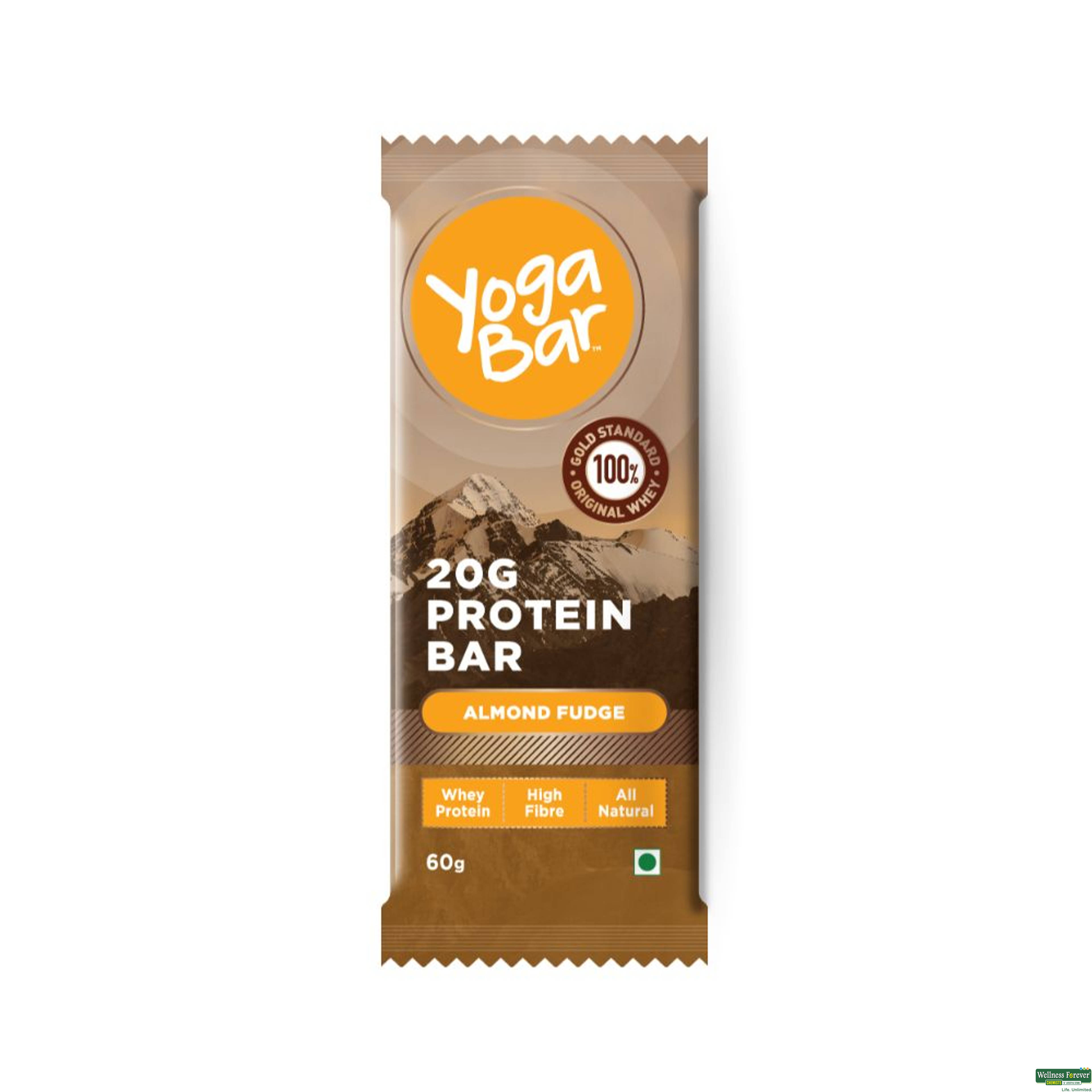 Yogabar Almond Fudge Bar Protein, 60 g-image