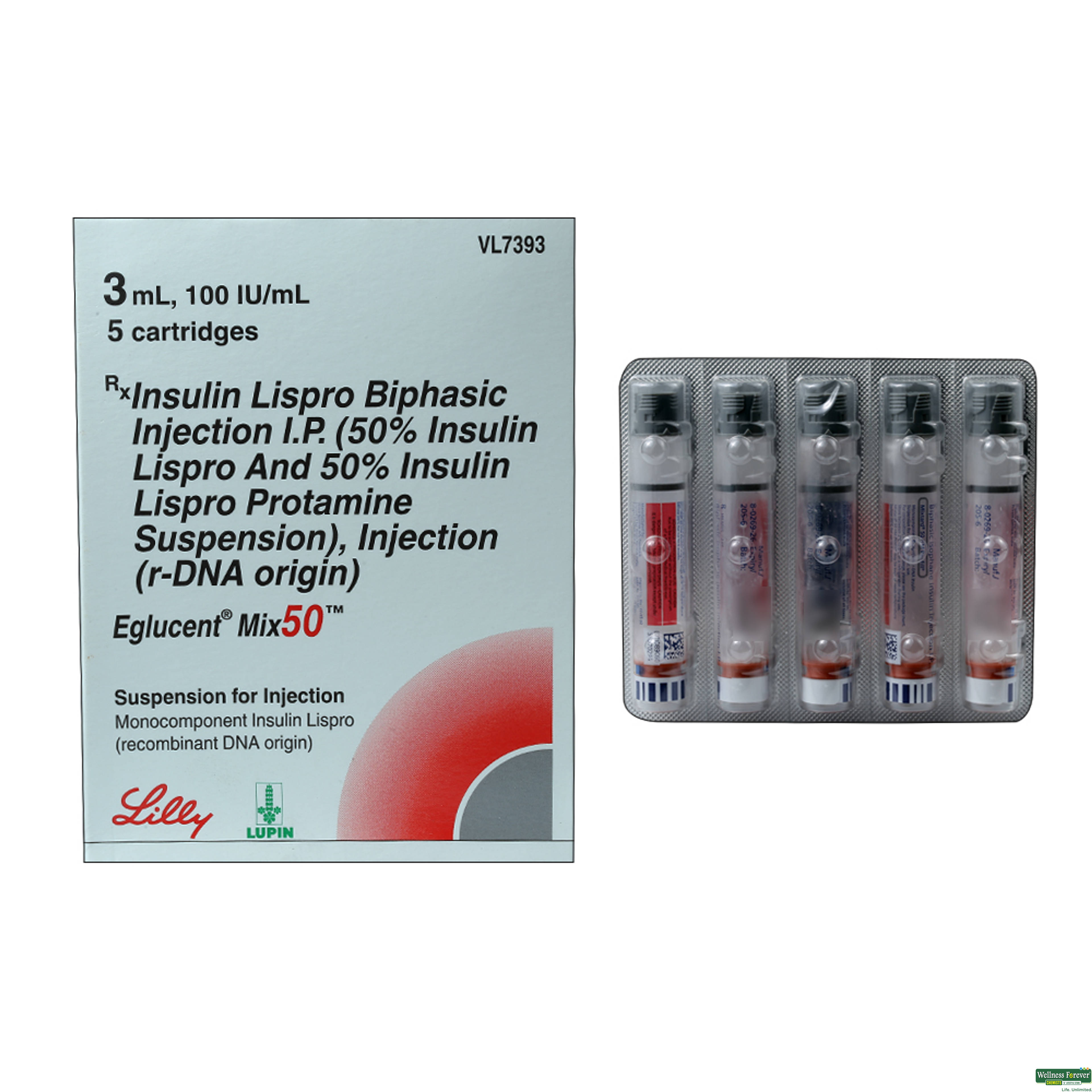 Eglucent Mix 50 100IU Cartridge 5x3 ml-image