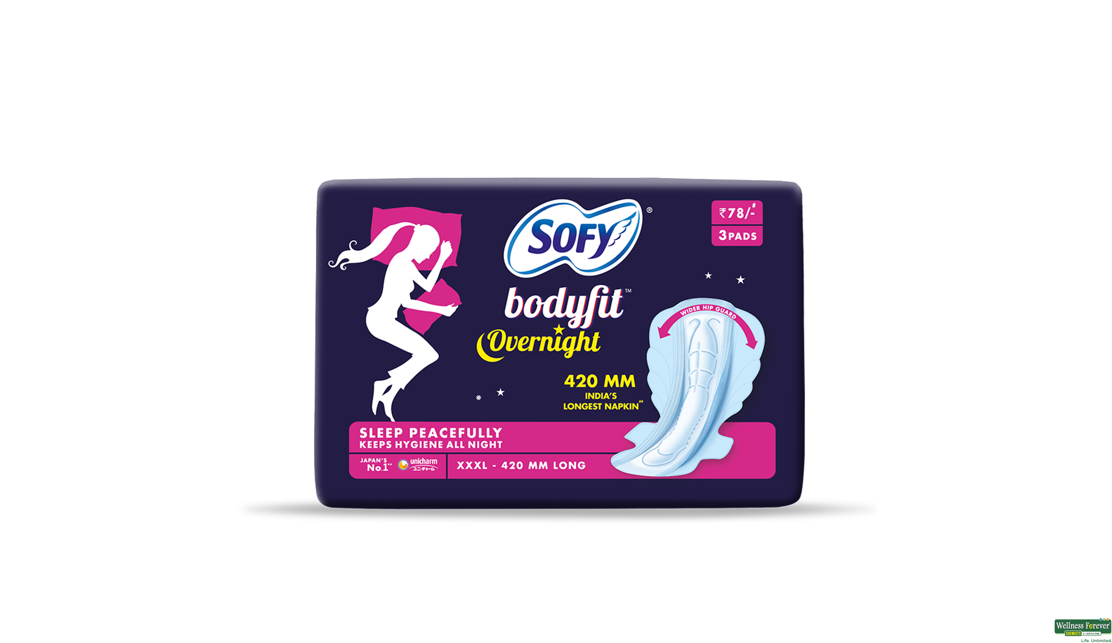 SOFY SA/PADS BODYFIT OVERNIGHT XXXL 3PC- 1, 3PC, null