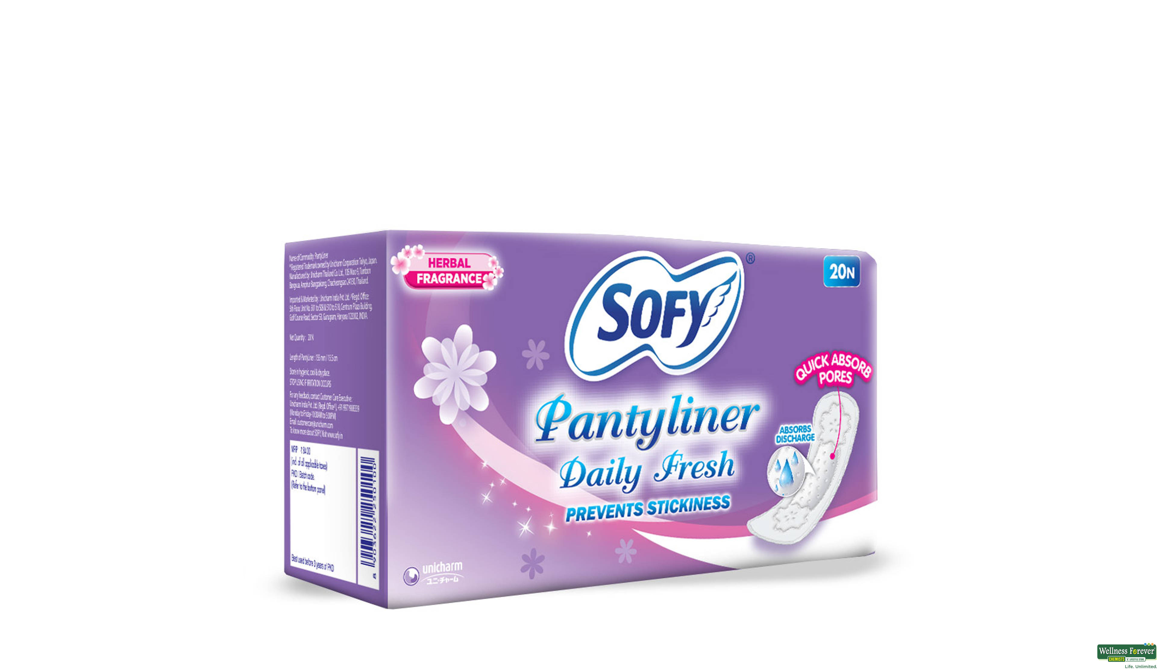 SOFY PANTYLINER DAILY FRESH 20PC- 3, 20PC, null