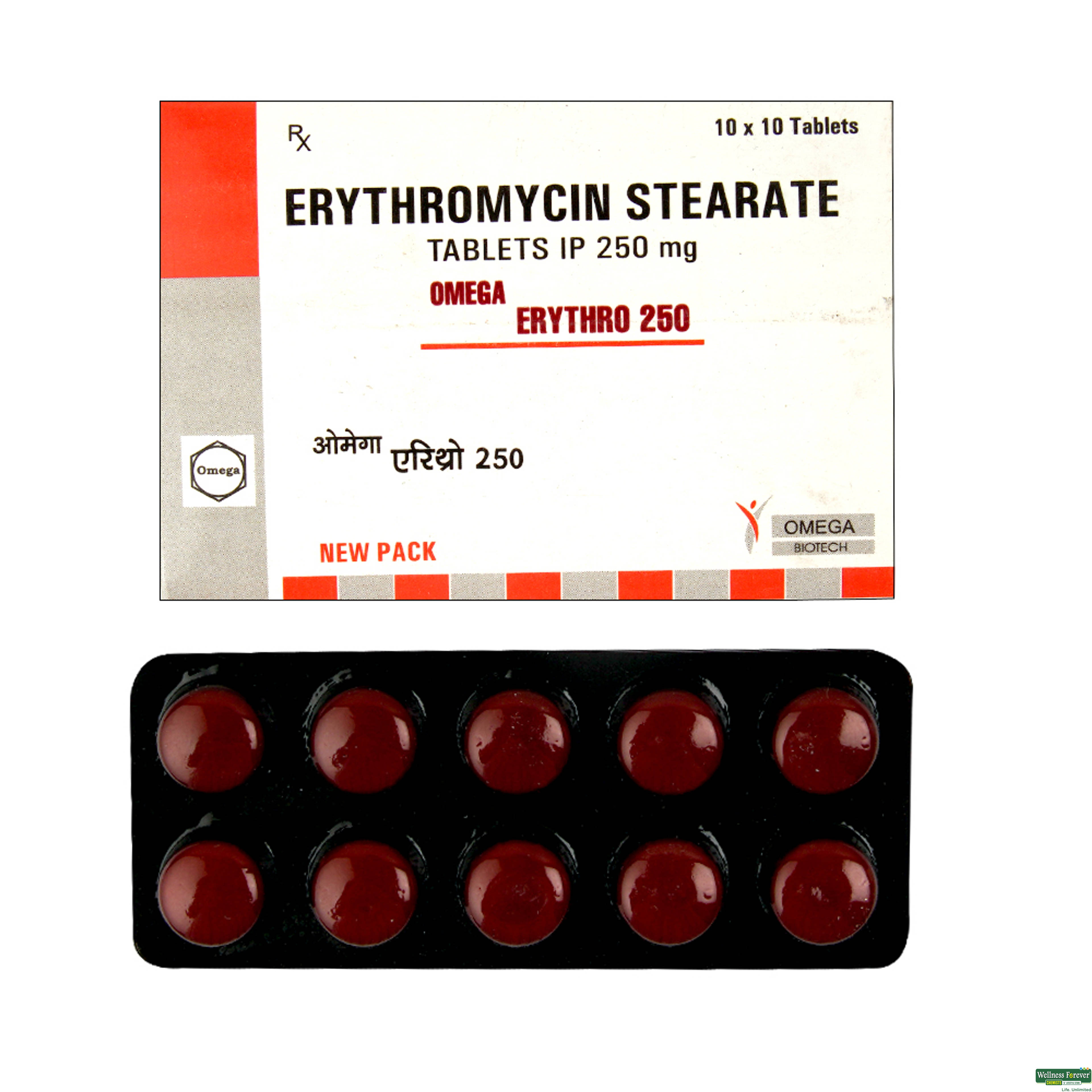 ERYTHRO 250MG (OMEGA) 10TAB-image