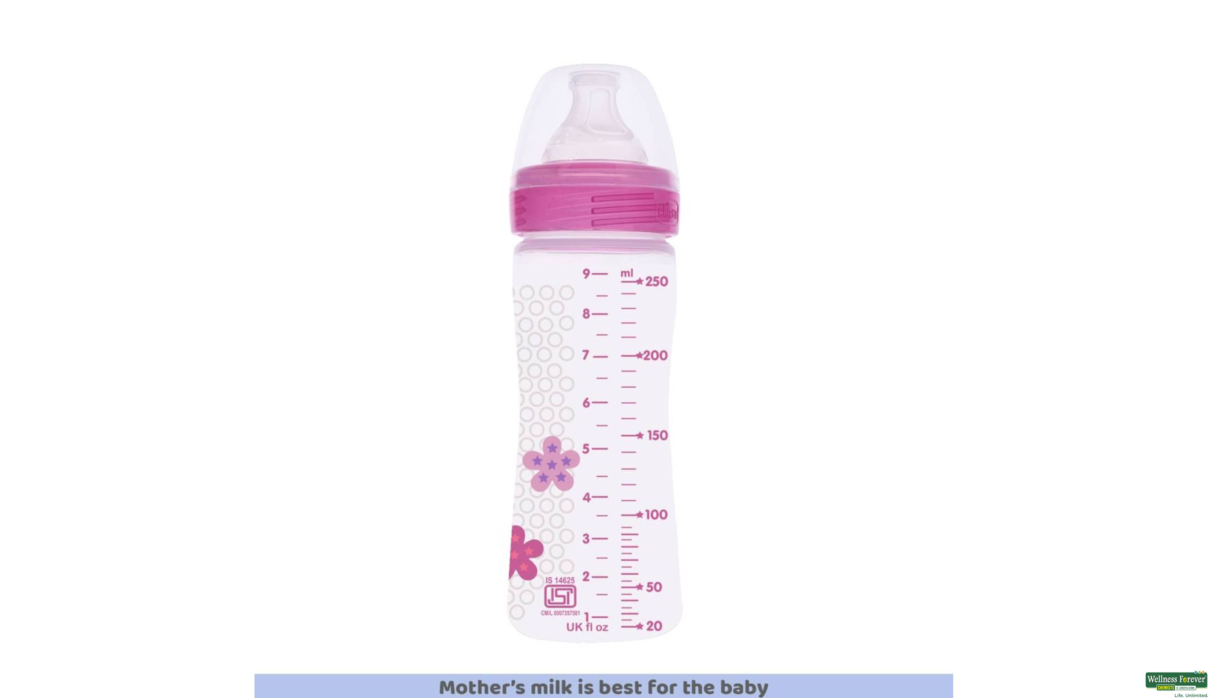 CHICCO FEED/BOTT PINK 250ML- 2, 250ML, 