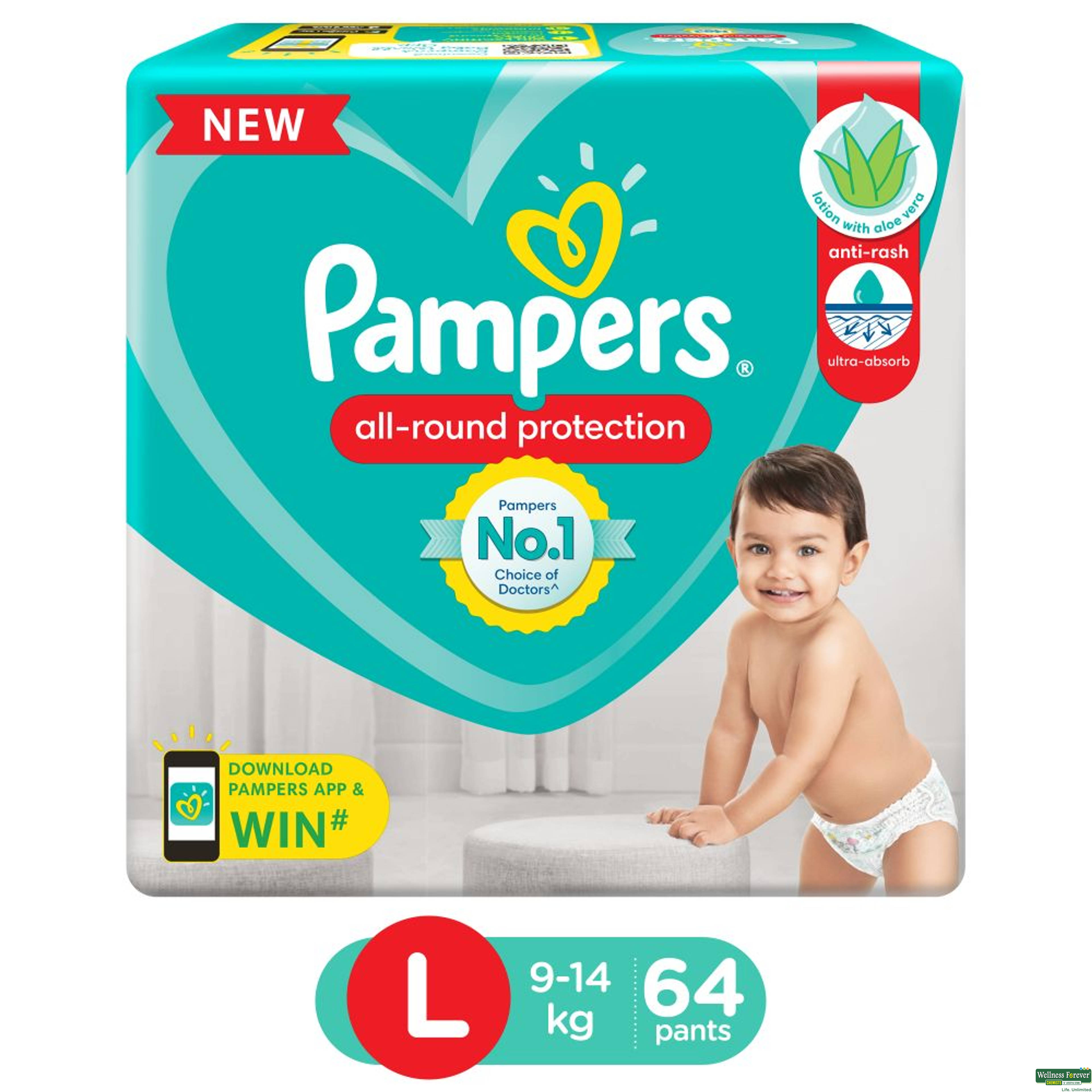 Pampers Diapers Pants L 64 Pieces-image