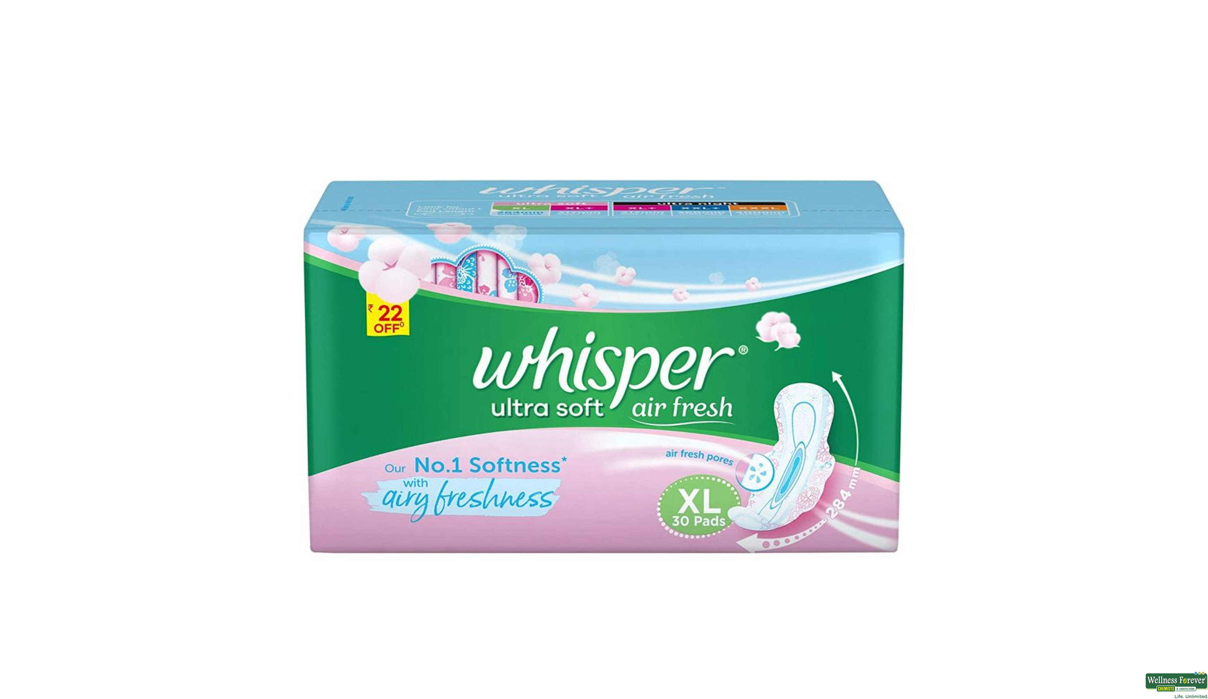 WHISPER SA/PAD ULTRA SOFT WINGS XL 30PC- 1, 30PC, 