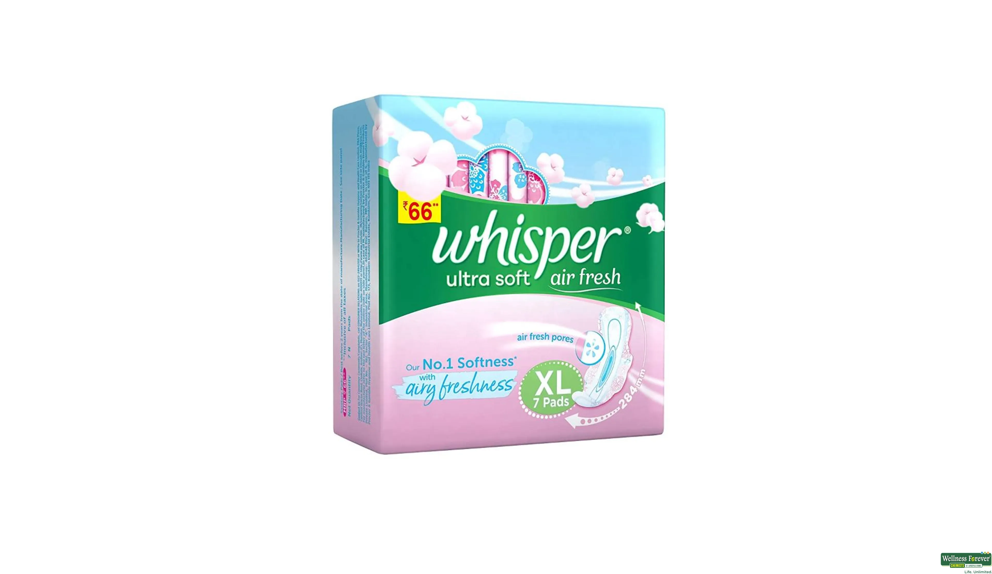 Buy Whisper Super Clean & Dry Regular Sanitary Napkin Non-Wings (8 pads)  Online