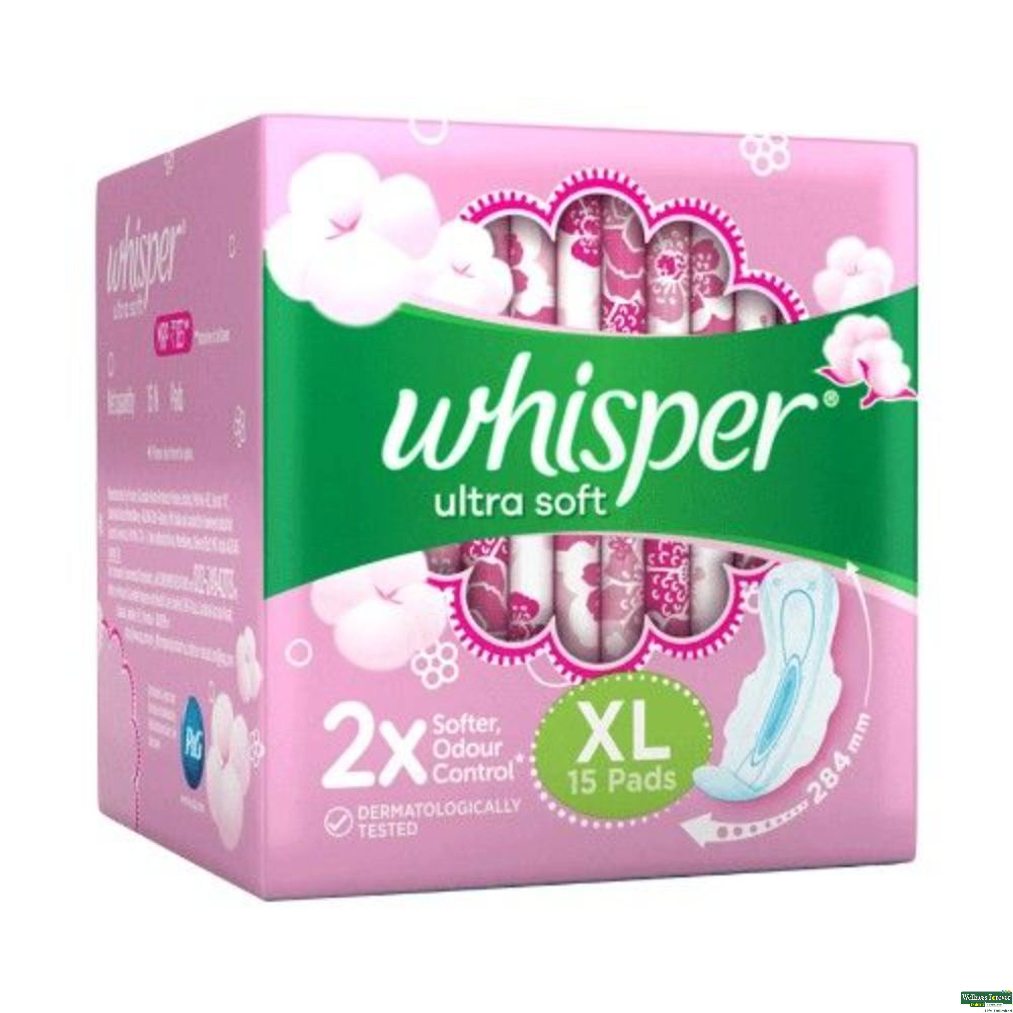 Whisper Ultra Soft Sanitary Pads XL 15 Pieces-image