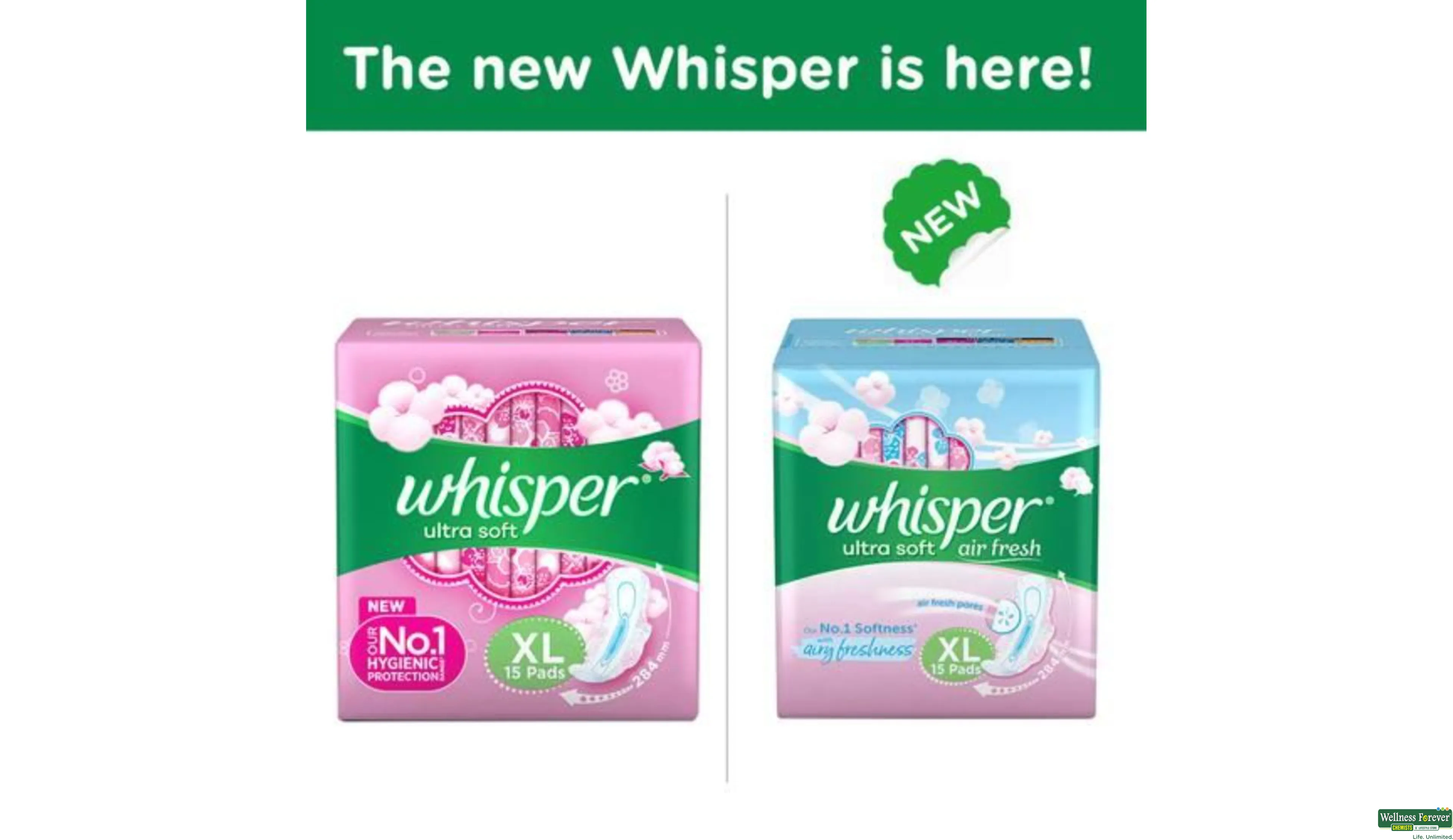 Whisper Ultra Soft Sanitary Pads XL: Buy packet of 50.0 pads at best price  in India