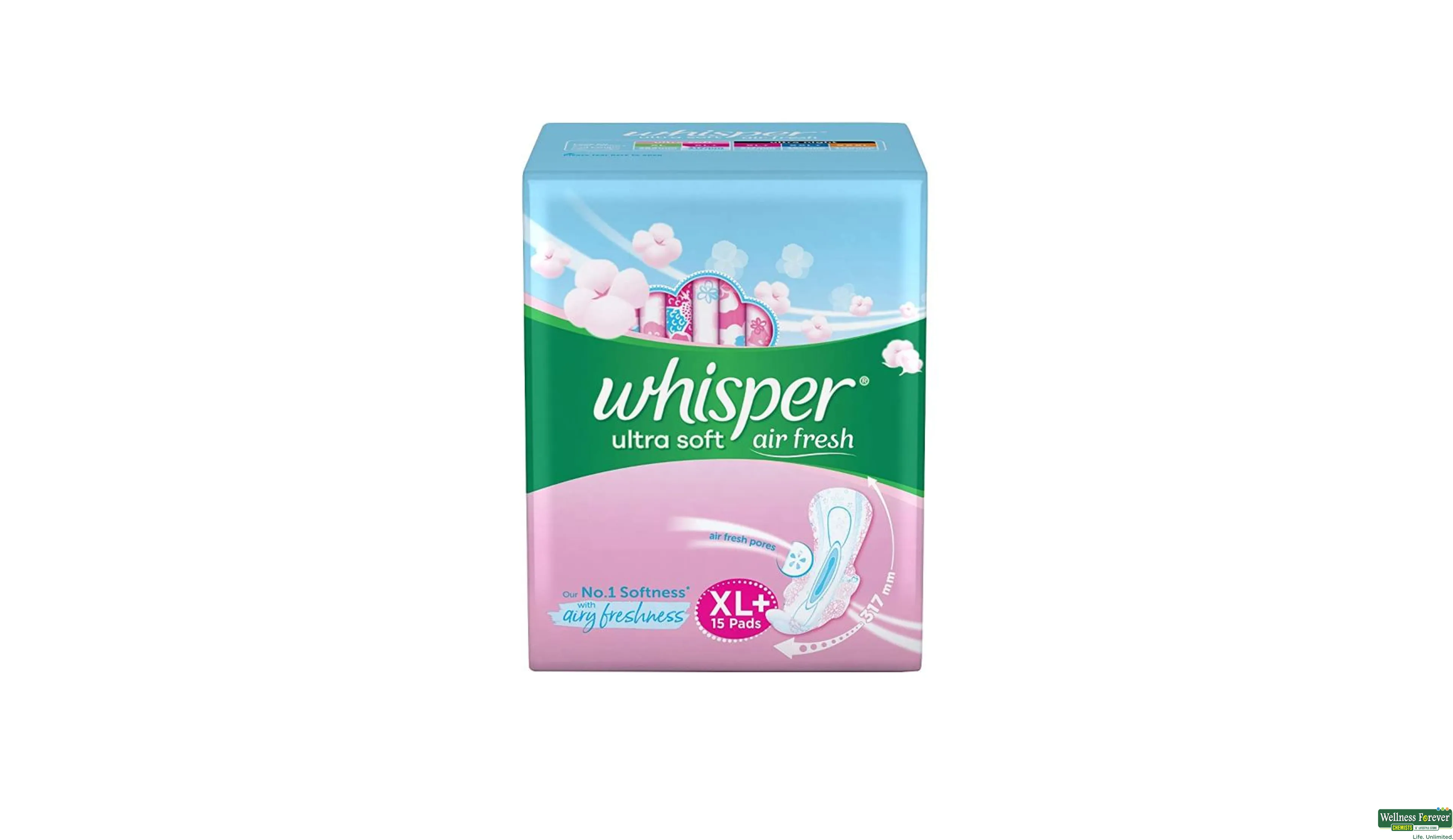 Whisper Ultra Clean Sanitary Pads For Women, X-Large +, Pack of 50 Napkins  us