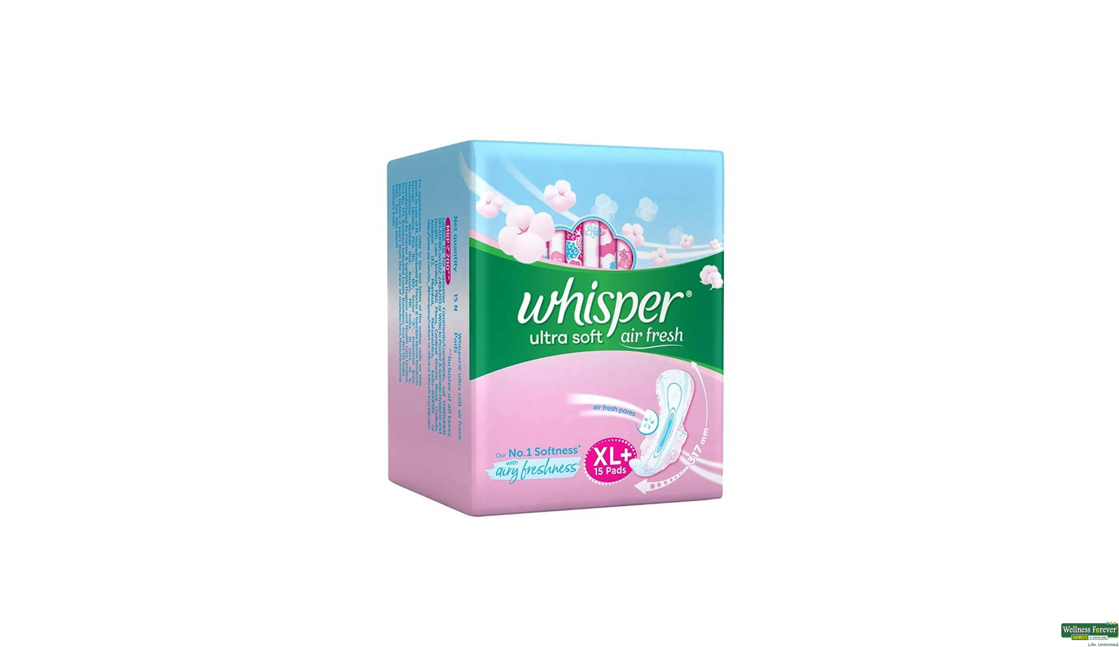 WHISPER SA/PAD ULTRA SOFT WINGS XL+ 15PC- 2, 15PC, 