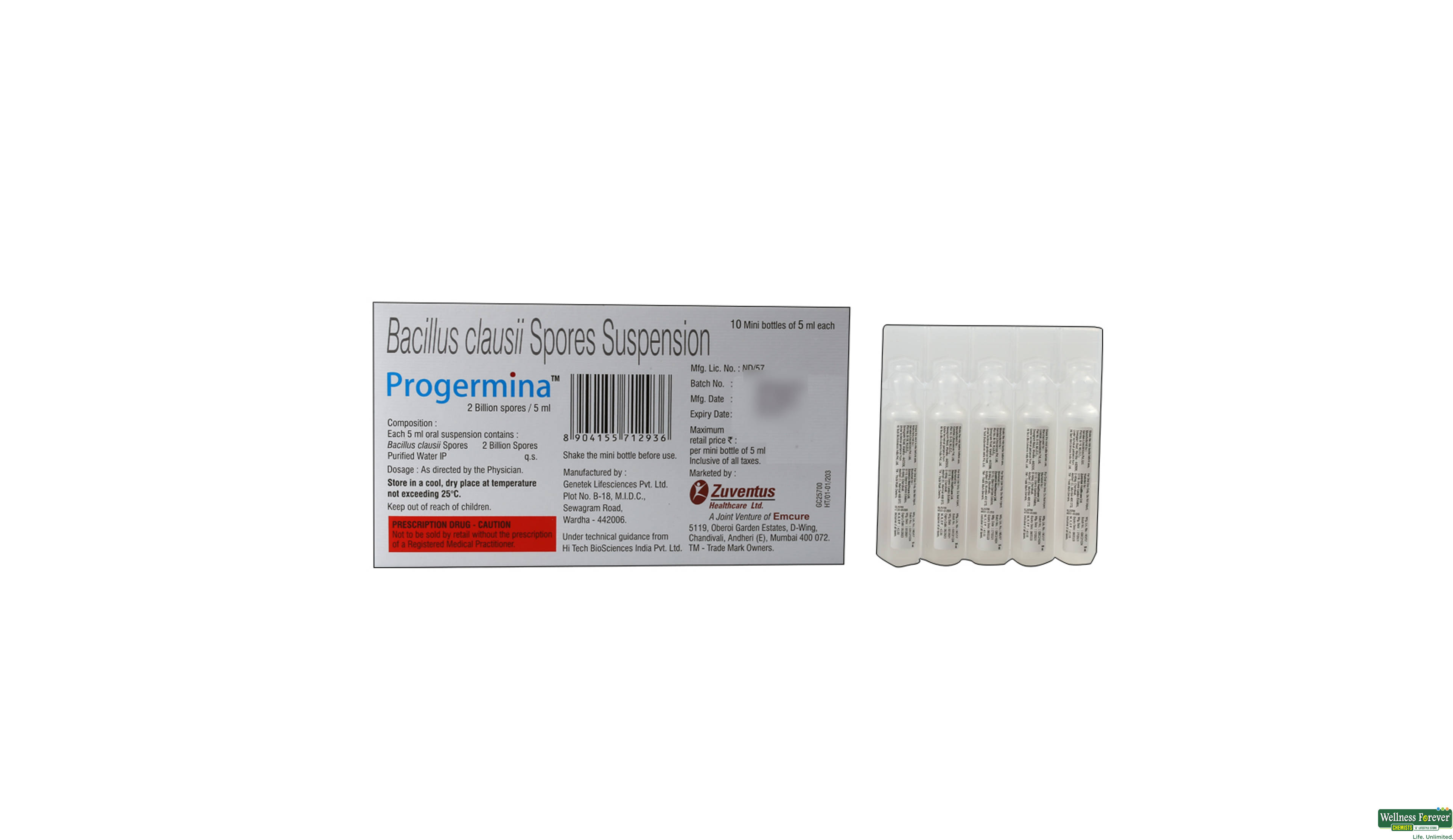 PROGERMINA ORAL SUSP 5ML- 2, 5ML, 