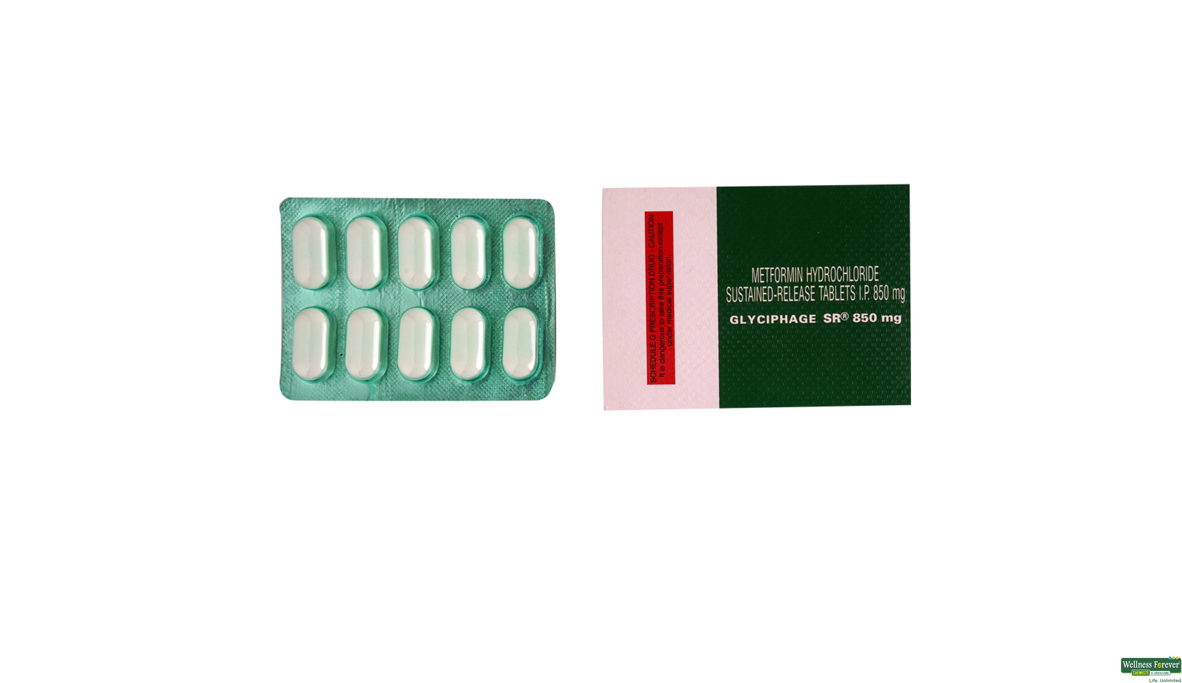 GLYCIPHAGE-SR 850MG 10TAB- 1, 10TAB, 