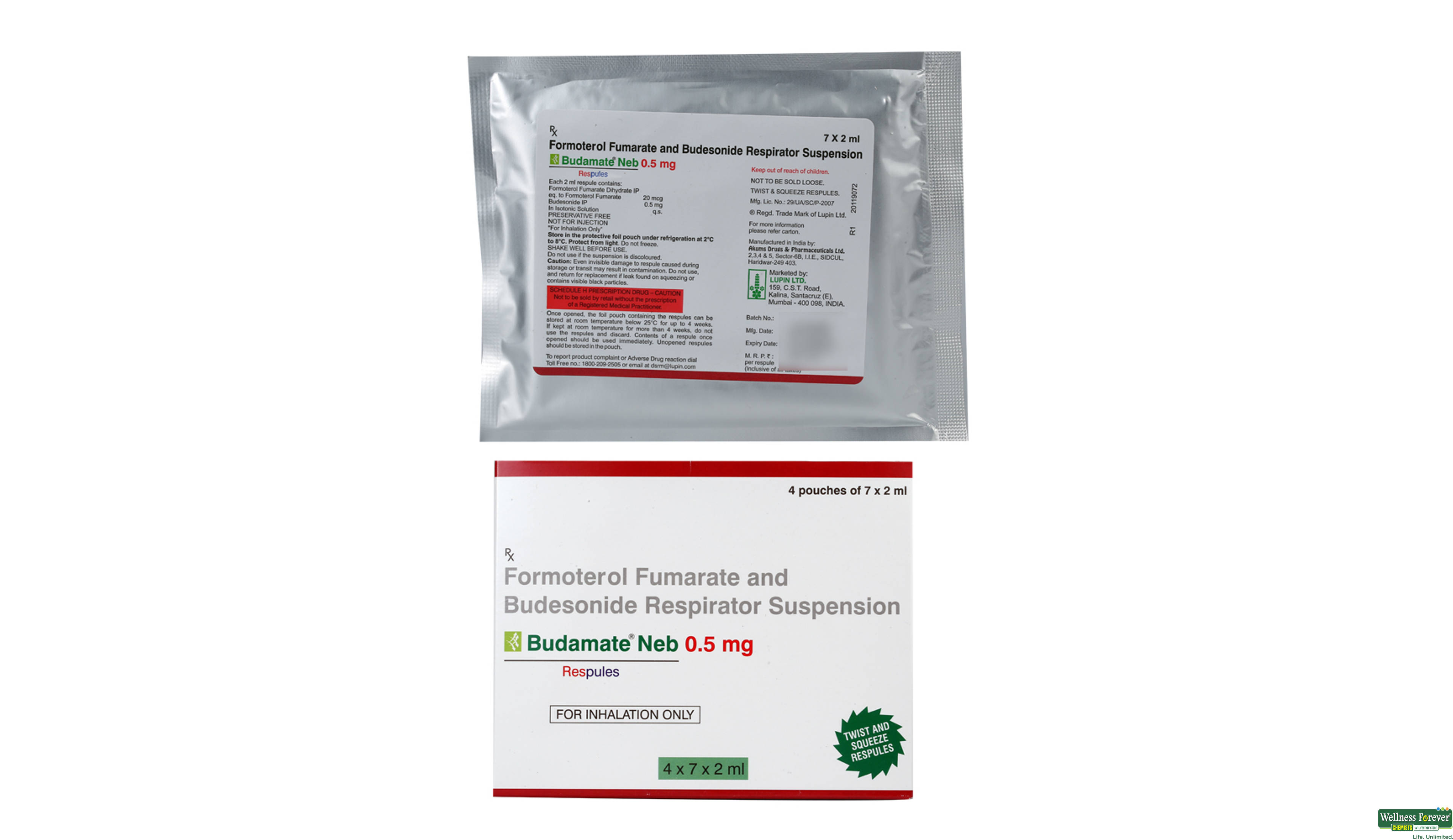 BUDAMATE-NEB 0.5MG RESPULES 7X2ML- 1, 7X2ML, 