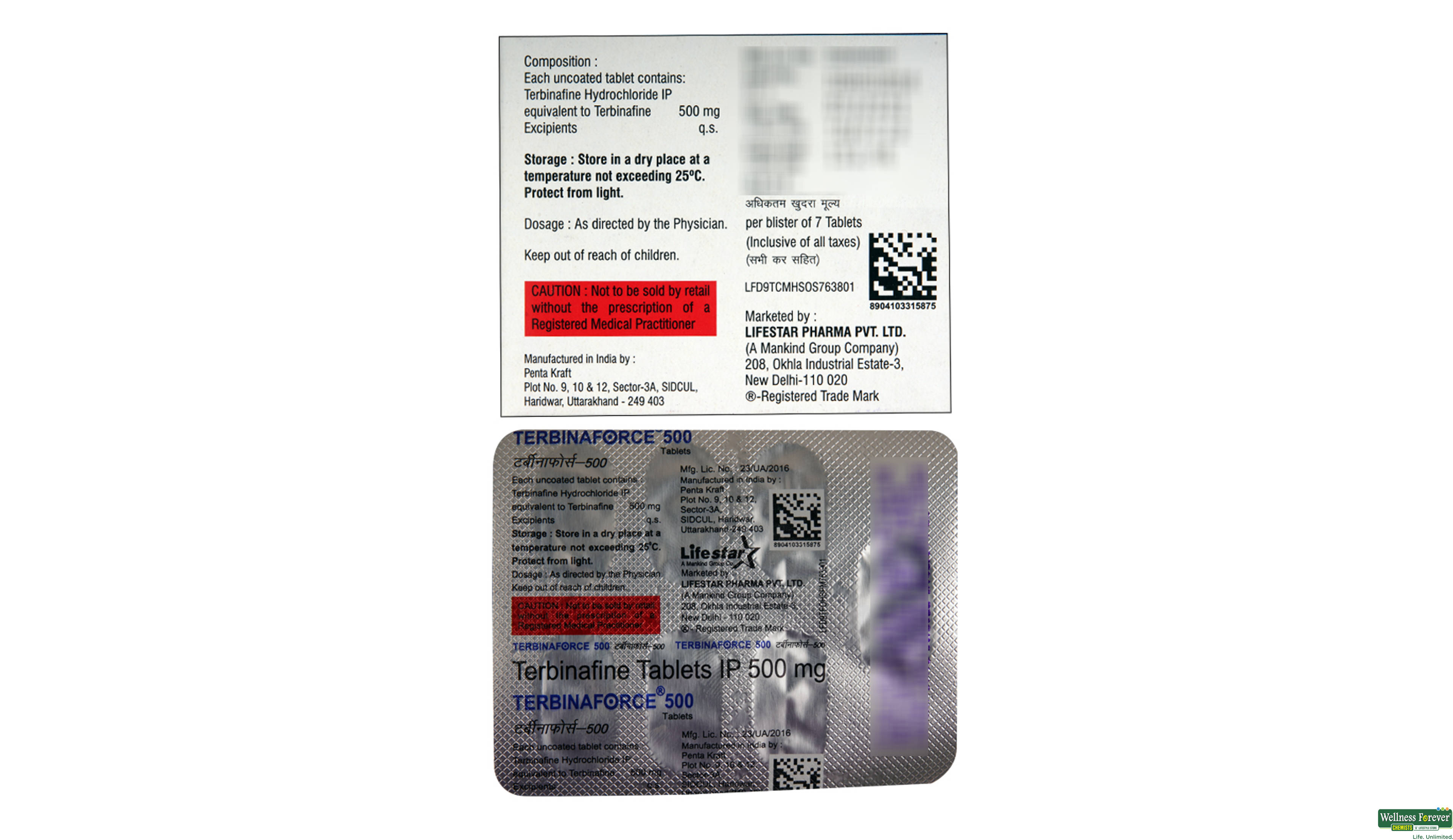 TERBINAFORCE 500MG 7TAB- 2, 7TAB, 