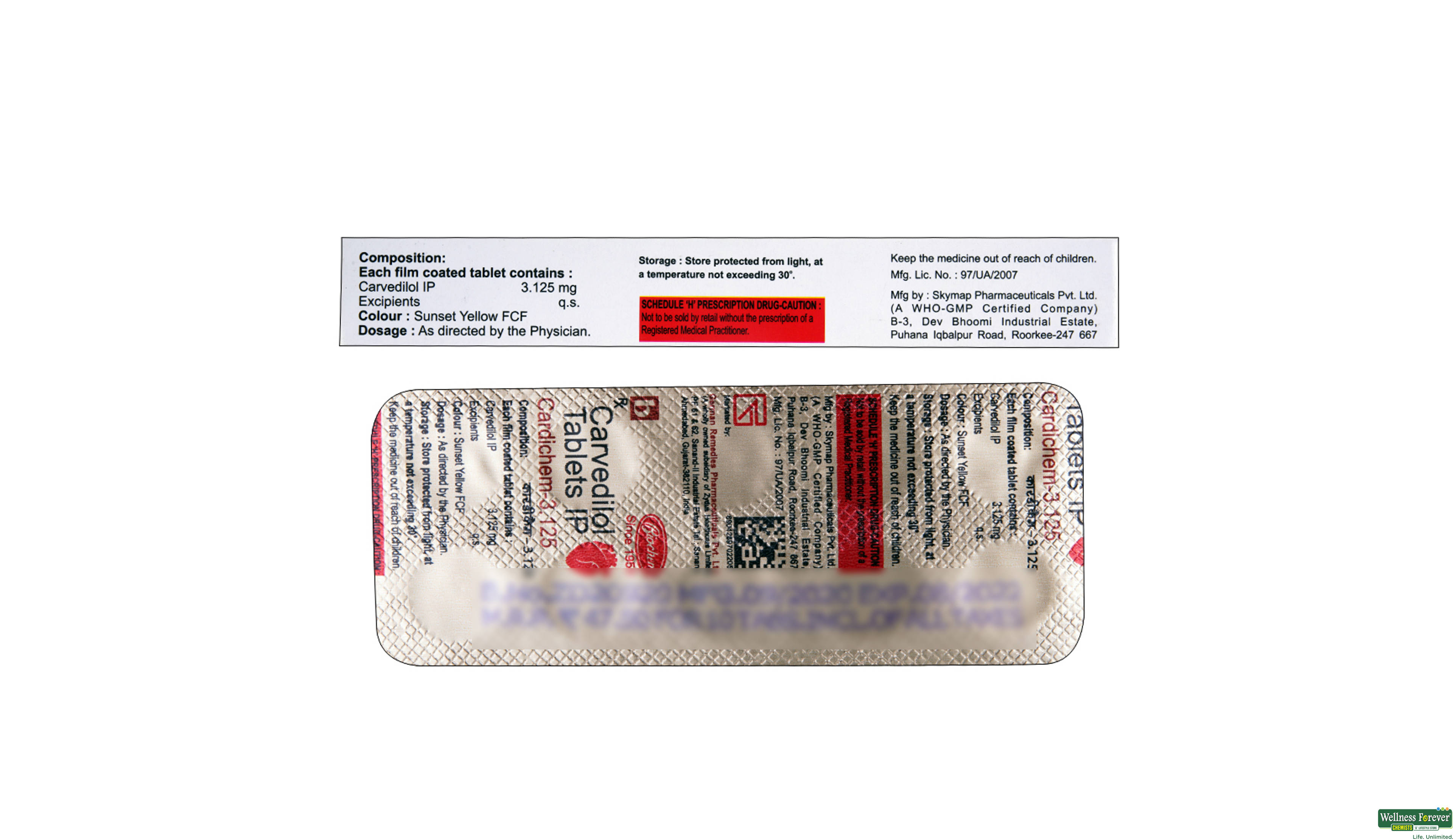 CARDICHEM 3.125MG 10TAB- 2, 10TAB, 