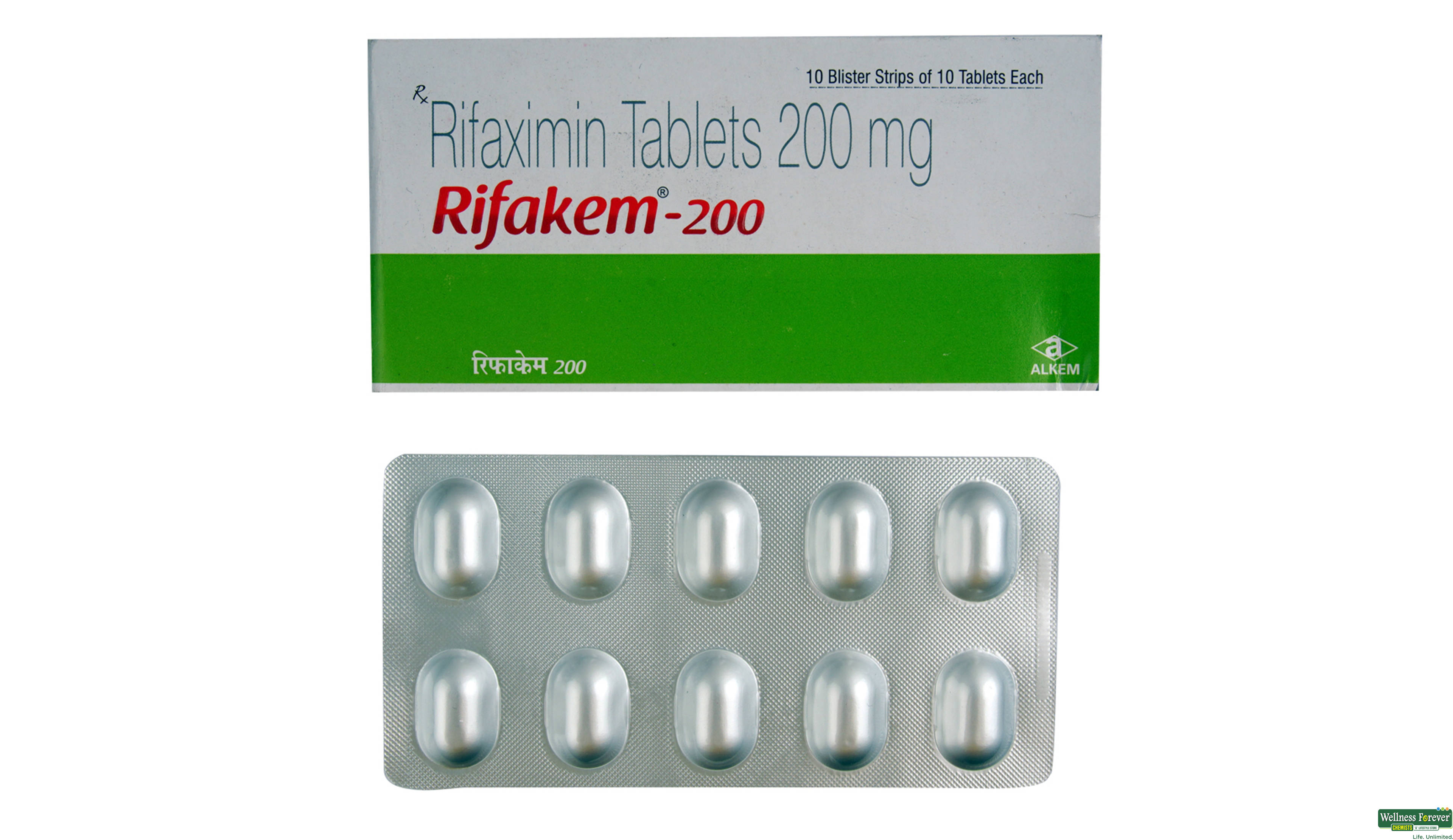 RIFAKEM 200MG 10TAB- 1, 10TAB, 