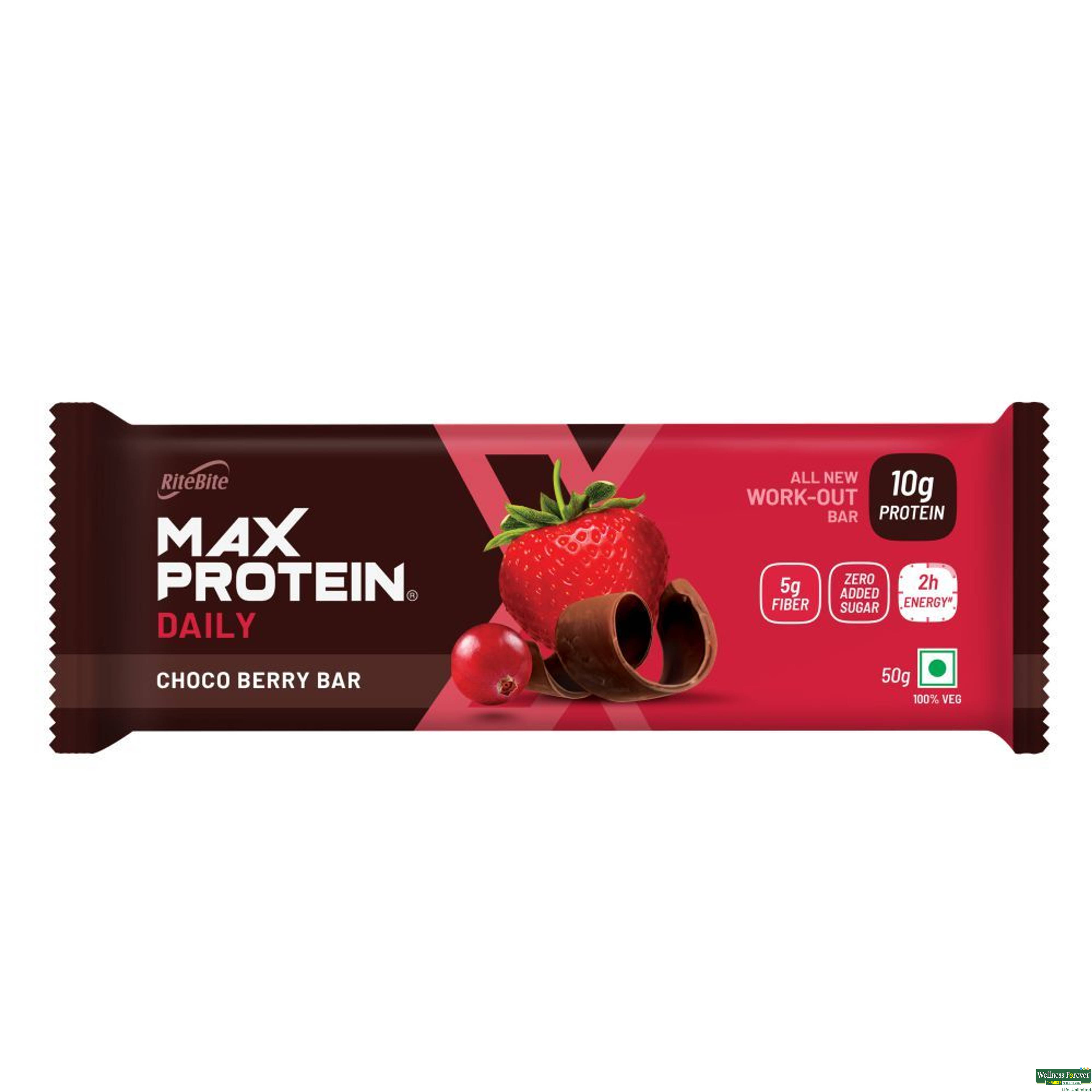 RiteBite Max Protein Daily Choco Berry Protein Bar, 50 g-image